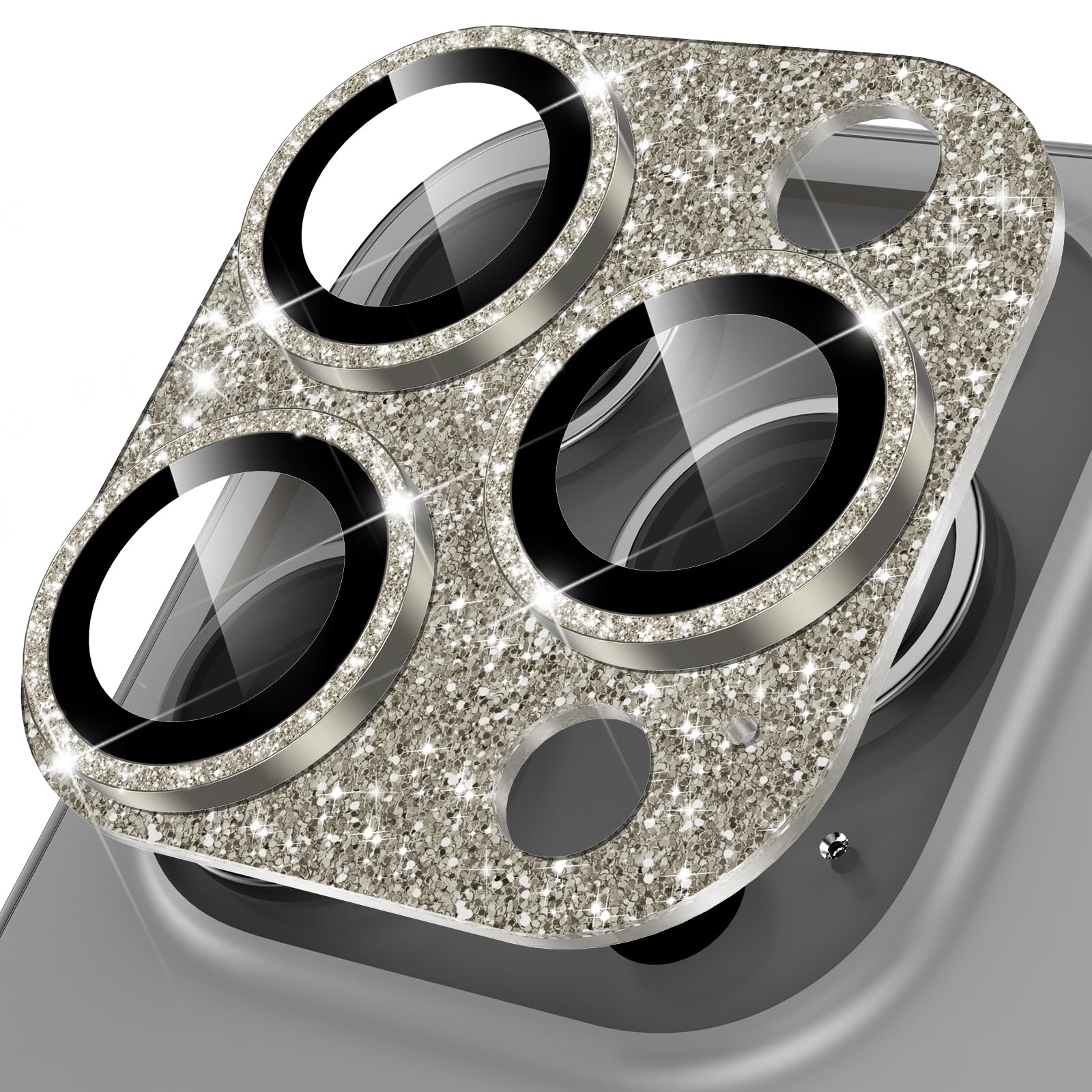 YWXTW for iPhone 15 Pro/iPhone 15 Pro Max Camera Lens Protector, [5TH Gen New Glitter Design] Full Bling Sparkly Diamond Tempered Glass Screen Protector Metal Camera Cover Accessories (Gold)