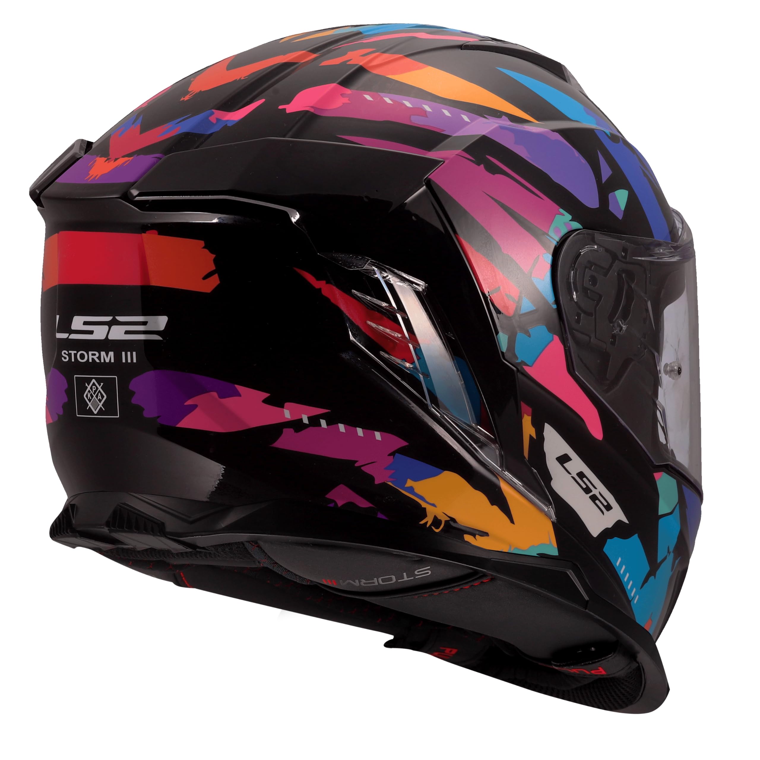 LS2, Casco Moto Integrale STORM III KAOS Black Purple Blue, XXS