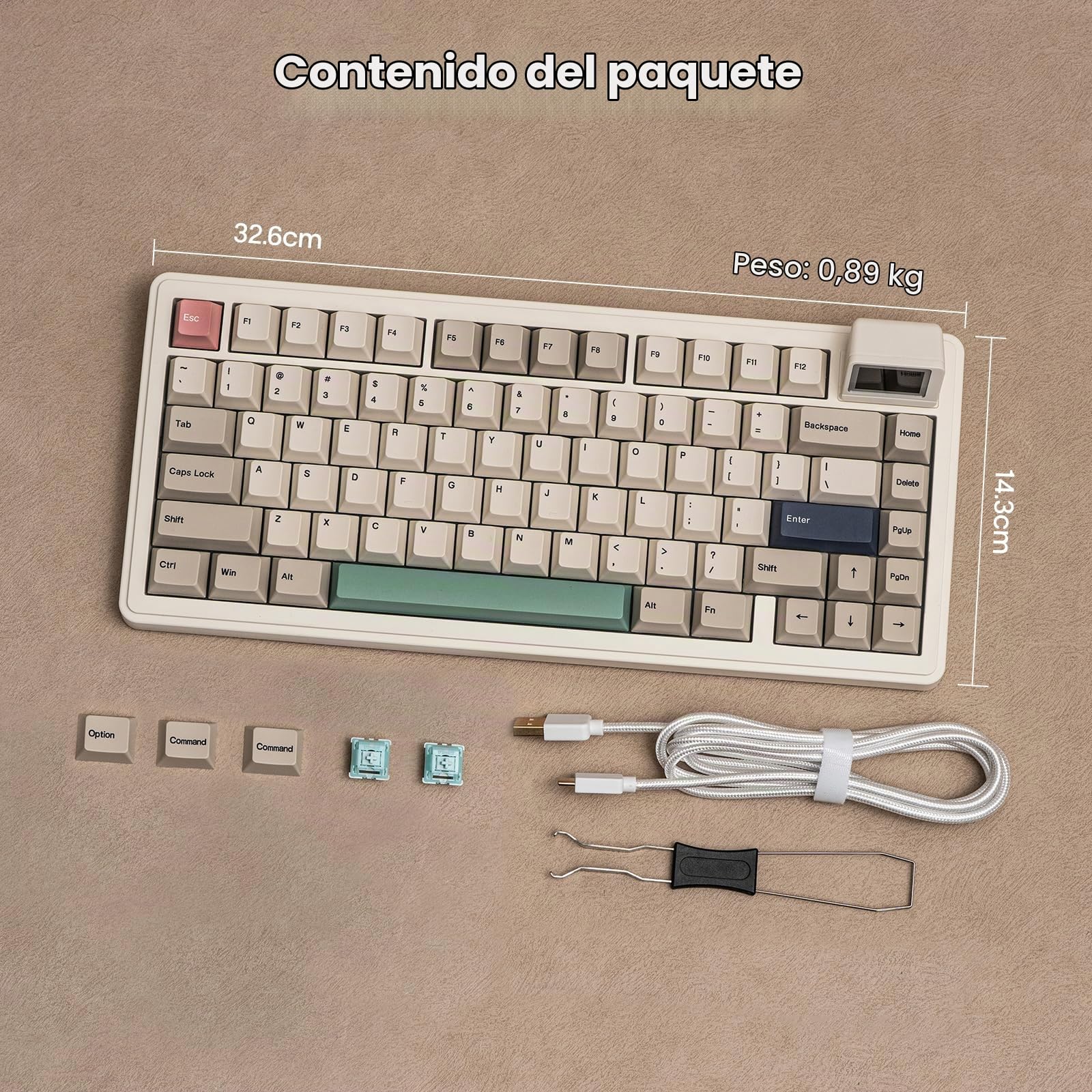 EPOMAKER RT82 Teclado Mecánico Inalámbrico con Pantalla, Creamy Jade | Personalizable con VIA, 2.4GHz/USB-C/BT5.0, RGB, Gasket, Amortiguado de 5 Capas, Teclas PBT, Hot-Swap, US ANSI