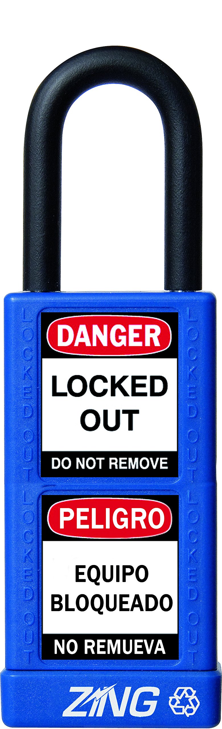 Zing Green Products 7072 RecycLock Safety Padlock, Keyed Different, Blue, 1-1/2" Shackle, 3" Body