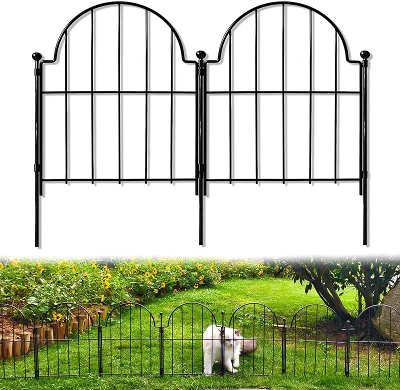 Valla decorativa para jardín Blingluck, 17 pulgadas de alto x 10,8 pies de largo, con estaca para el suelo | Borde de valla de jardín de metal arqueado a prueba de herrumbre, valla de barrera de animales para perro conejo, borde exterior para cama de flores de jardín