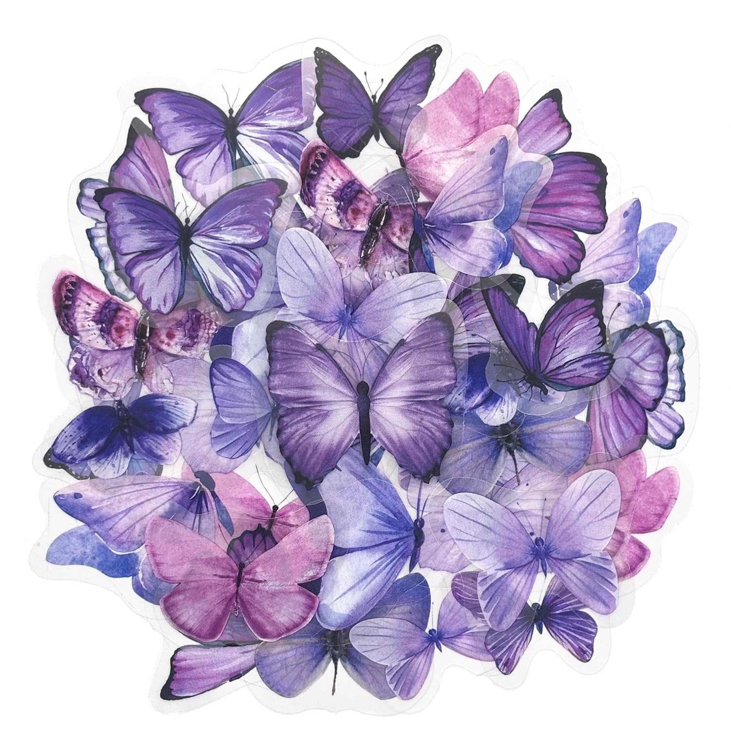 Obujopal 40Pcs Purple Butterfly Stickers for Scrapbook Junk Journal Water Bottle Diary Gift Wrapping Laptop Envelope Collage Card Making Phone Case
