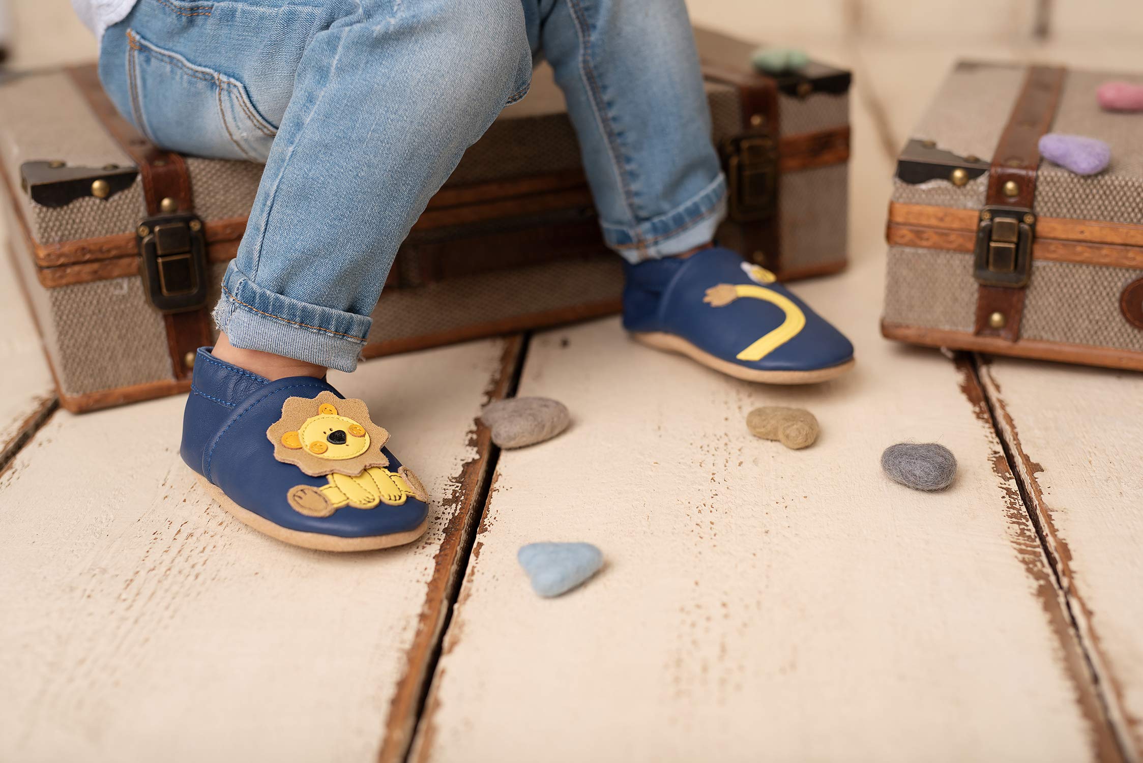 Krabbelschuhe - MARKENQUALITÄT VIELE Motive bis 4 Jahre Babyschuhe Leder Babyhausschuhe Lauflernschuhe Lederpuschen Hausschuhe - 2