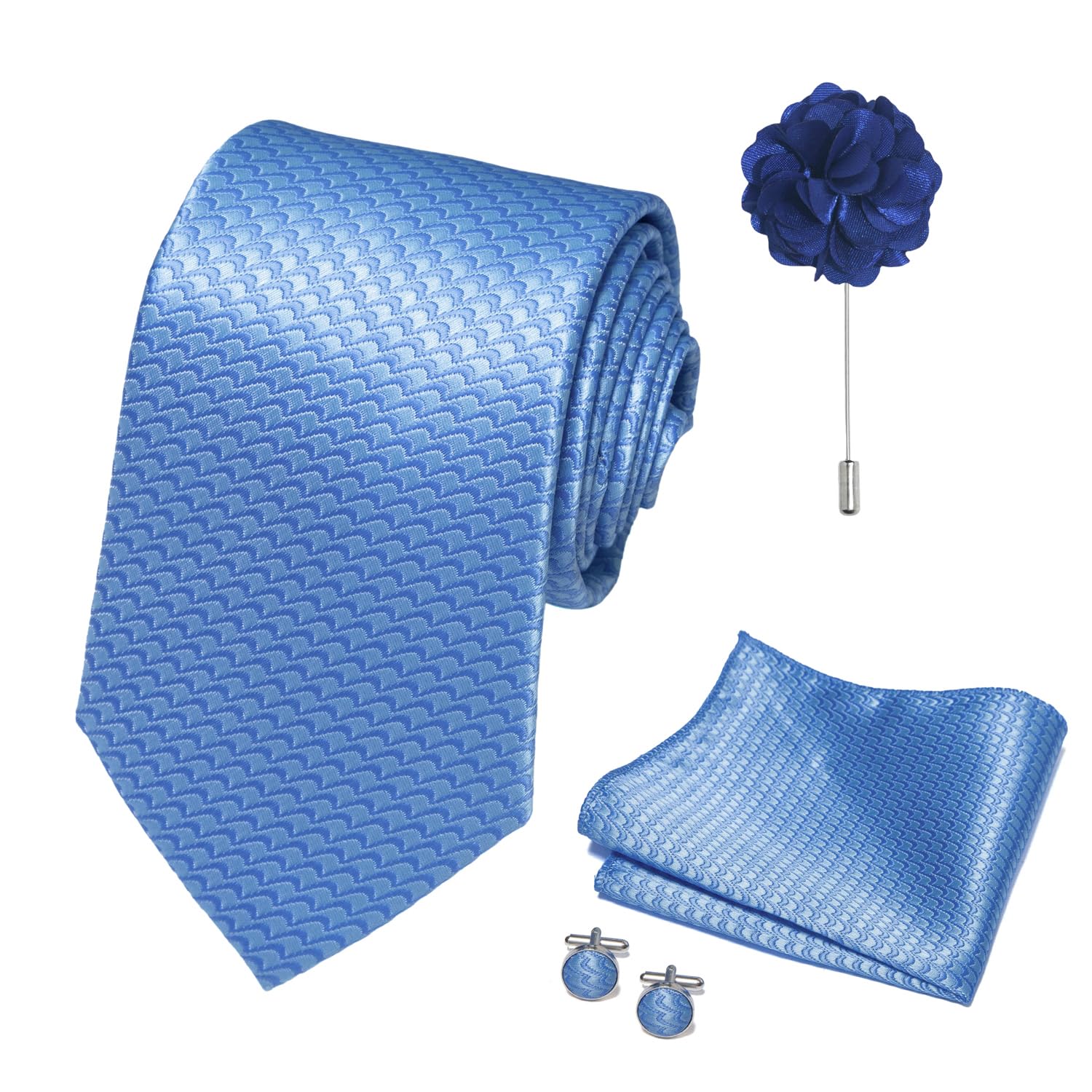 joy alice 70 Colors Ties Set Men Mixed Color Necktie Handkerchief Cufflinks Brooch 3.15 Formal