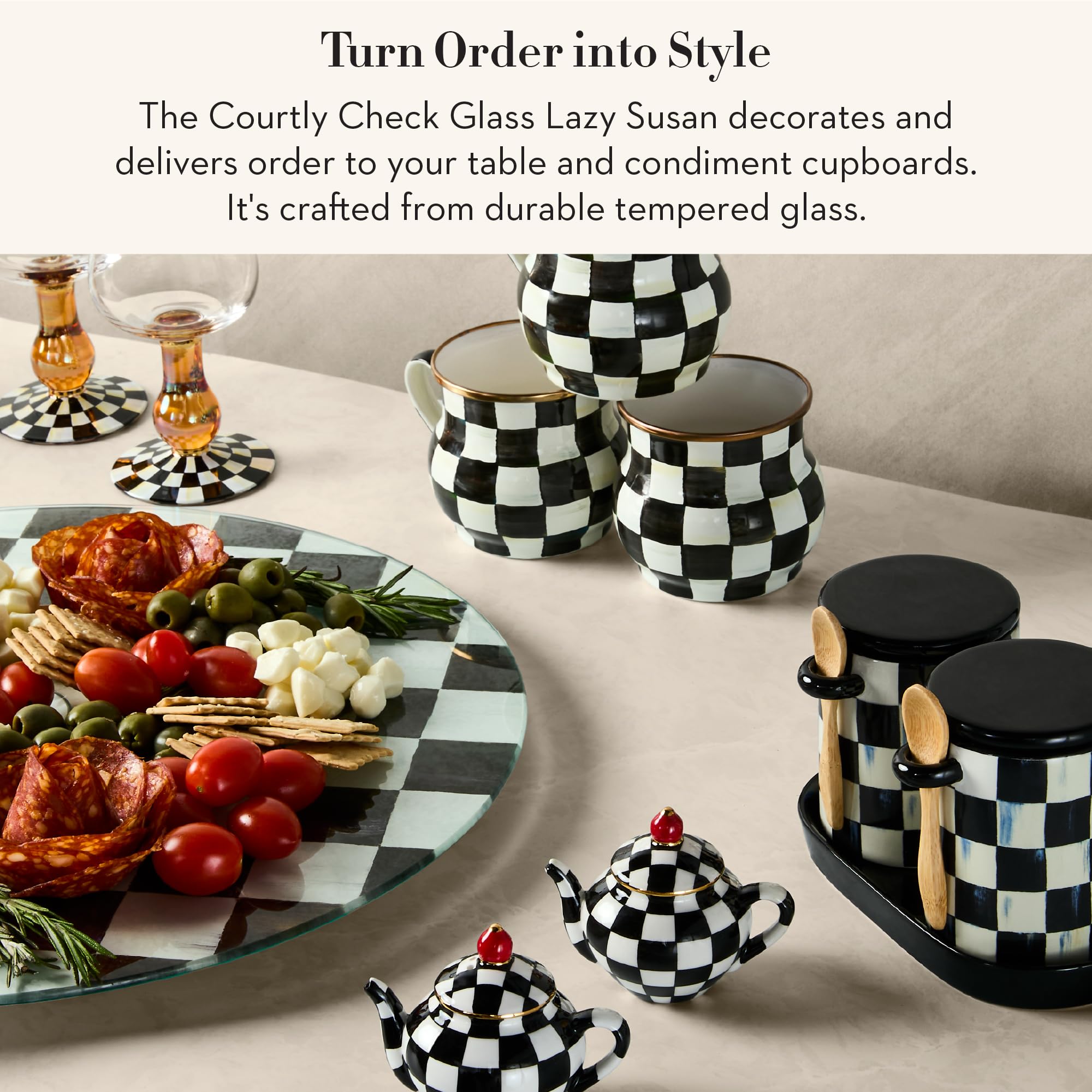 Amazon.com: MACKENZIE-CHILDS Glass Lazy Susan, Cute Rotating