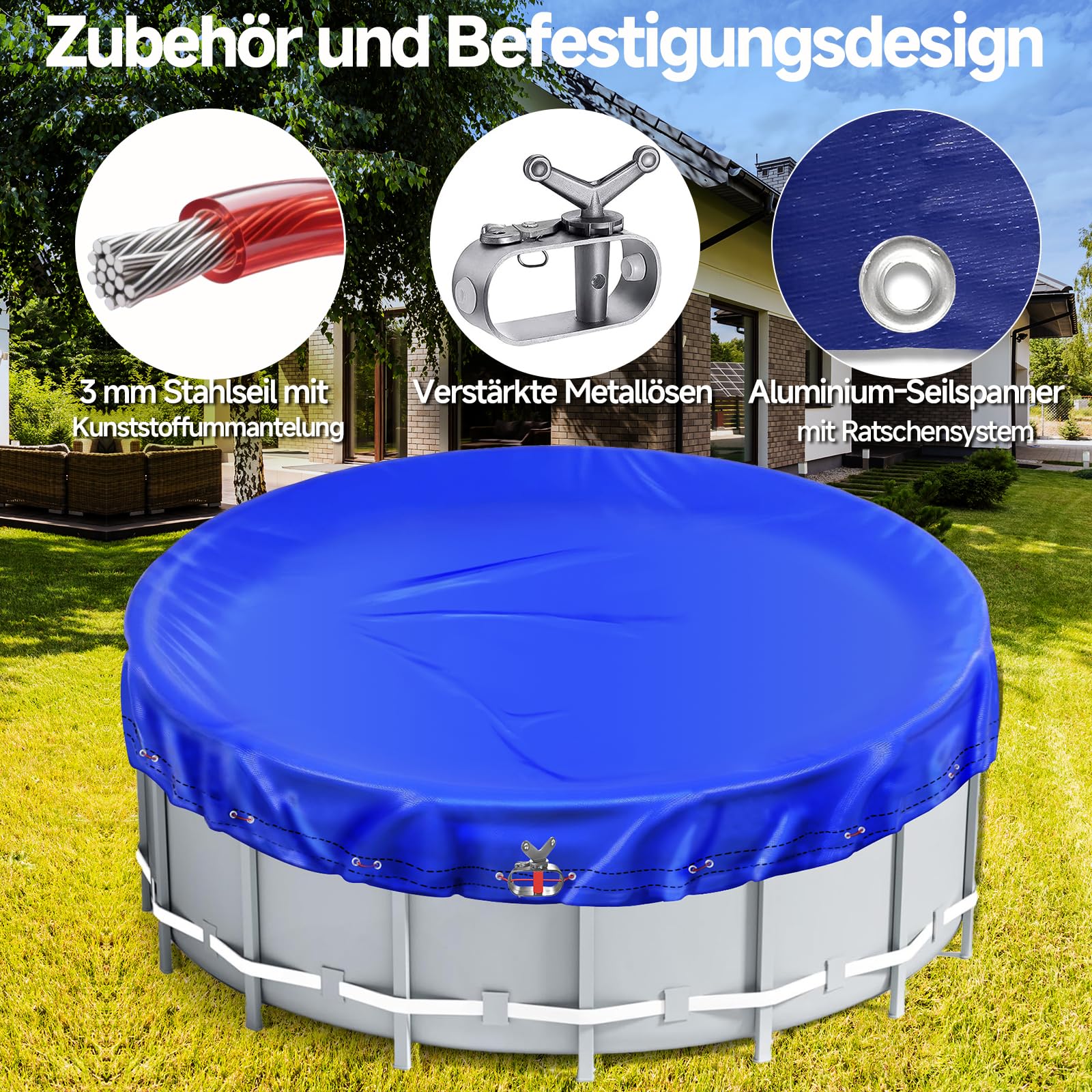 Quick Star Zonnezeil, zwembad, rond, 520 voor zwembaden 420-460 cm, winterafdekzeil, zwembadafdekking, 200 g/m2, zwart Quick Star Zonnezeil, zwembad, rond, 520 voor zwembaden 420-460 cm, winterafdekzeil, zwembadafdekking, 200 g/m2, zwart