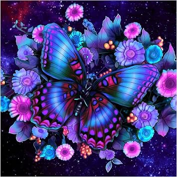 Huacan Butterfly AB Diamond Painting Kits, Full Drill Square Diamond Art Kit for Adults Painting with Gem Wall Decor 11.8x11.8in/30x30cm