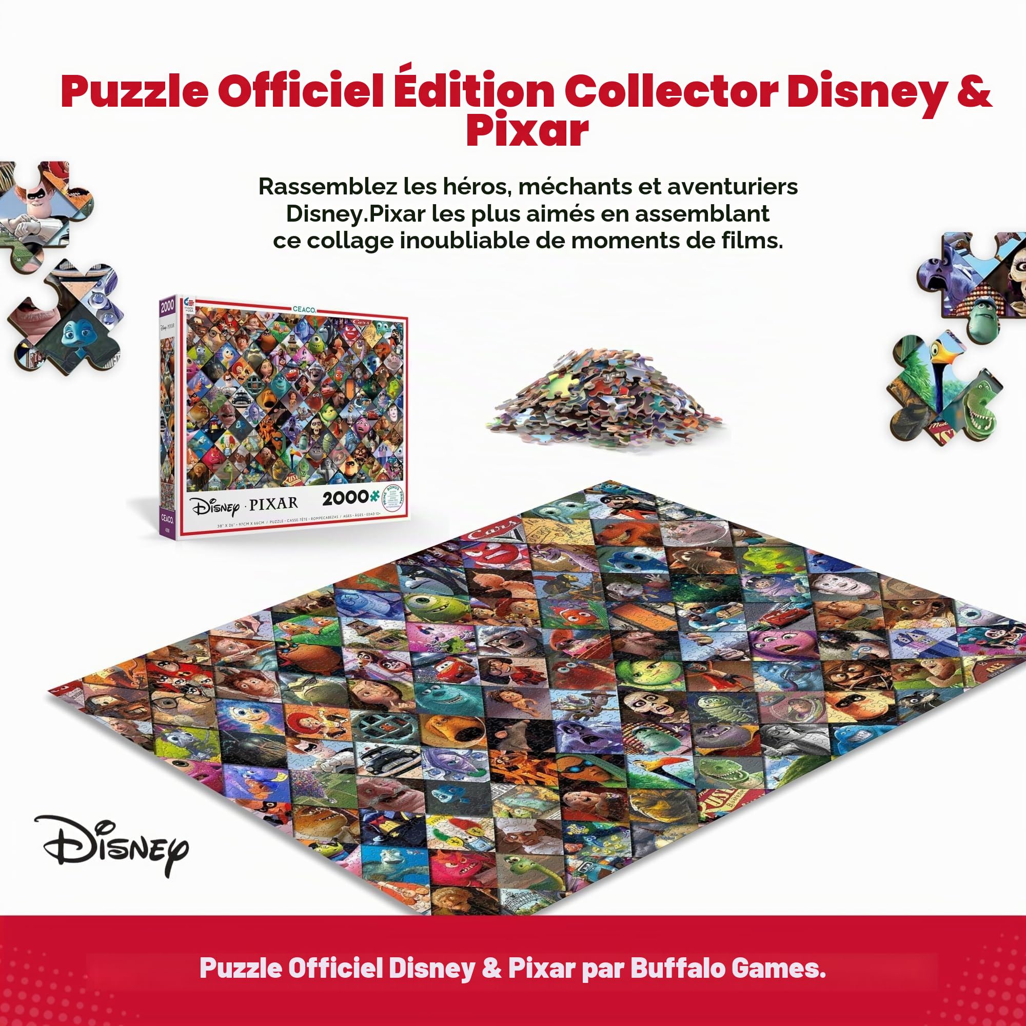 Ceaco Puzzle Disney Pixar Clips 2000 pièces Nouveau 3502-4