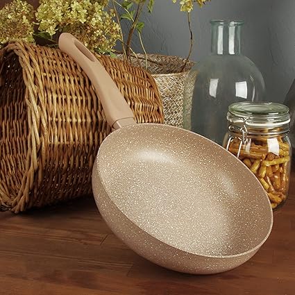 Fissman Deep Frying Pan LATTE 28 cm with Induction Bottom and Non Stick Coating, Bakelite Handle, Great for Fried Foods