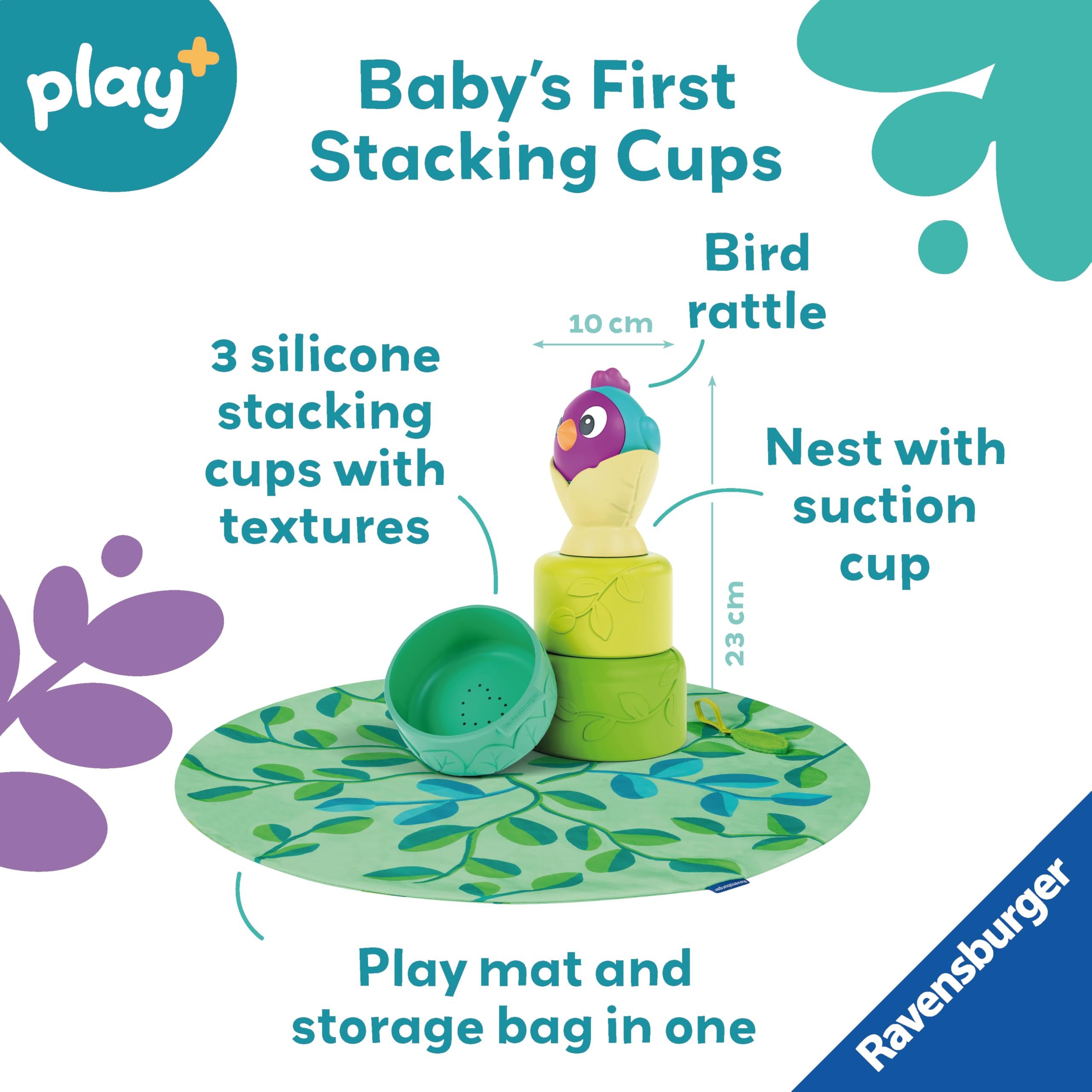 Ravensburger Play+ 3 in 1 Bird's Nest Stacking Cups - Baby Toys for 6 Months Up - Sensory Gifts for Toddlers - Image 2