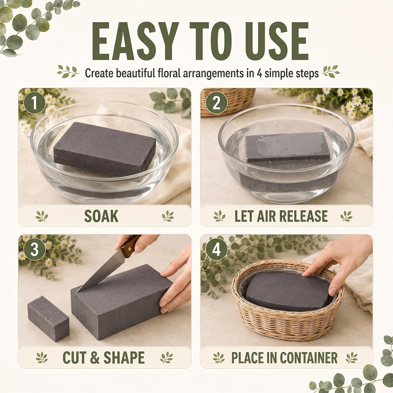 Bribay Floral Foam Bricks, 5.5 x 3.1 x 1.7 Inch, 30 Pack Grey