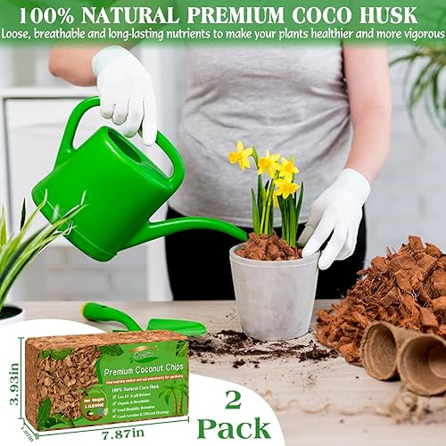 Miniatura 2 de ZeeDix 2 chips de coco de coco, 2.2 libras, medio de cultivo de ladrillos de coco para plantas, baja EC, pH equilibrado, sustrato de cáscara de