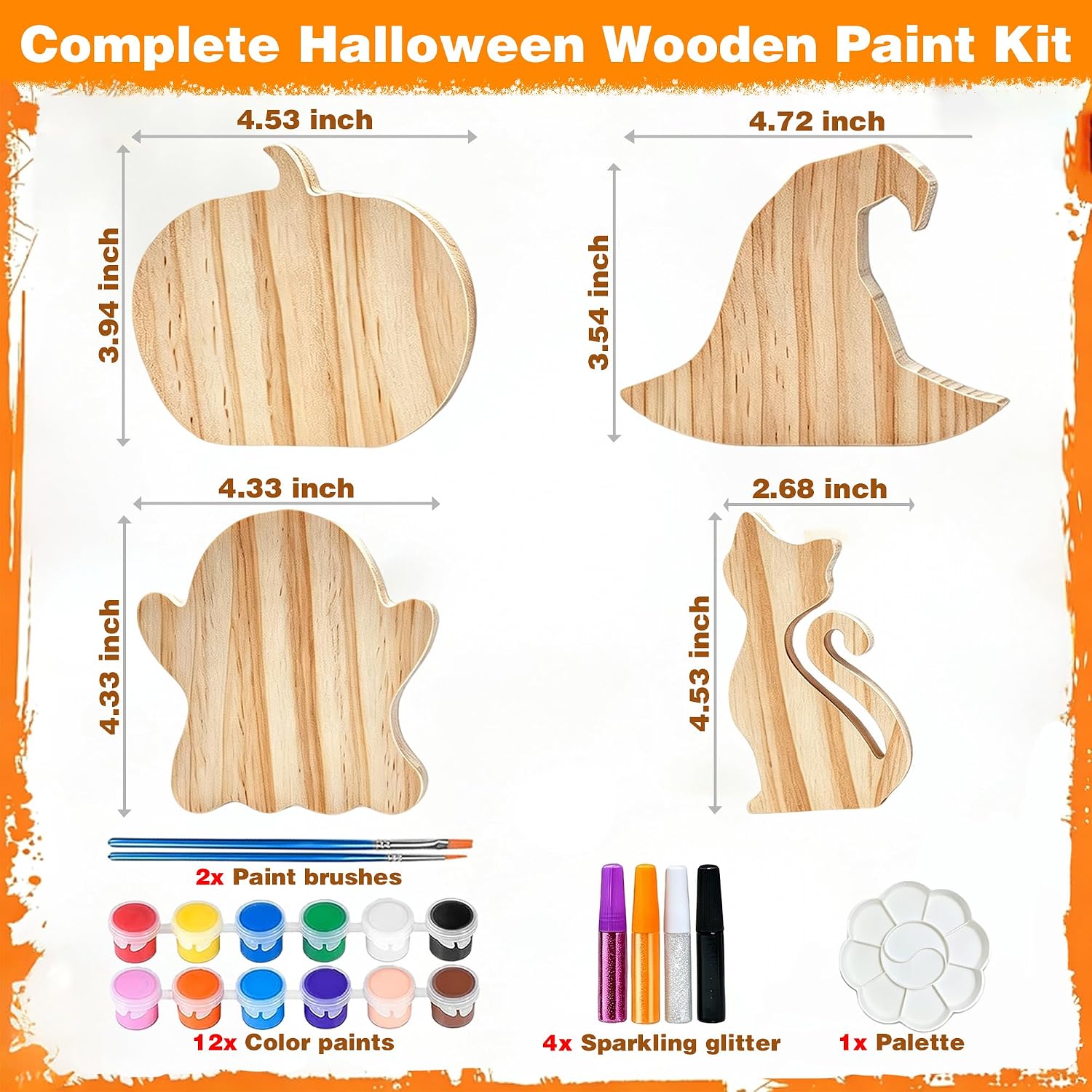 Halloween Wood Painting Kit, DIY Paint Your Own Freestanding Wooden Cutouts