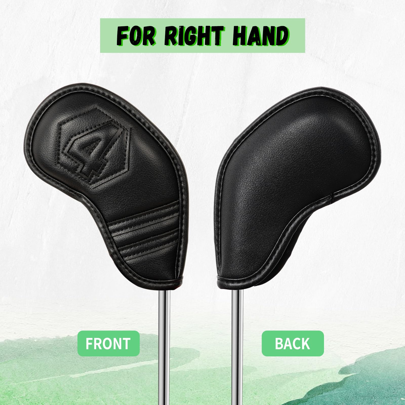 Golf Club Head Covers Irons/1FH/Driver/Fairway/Hybrid/Putter Black PU Leather