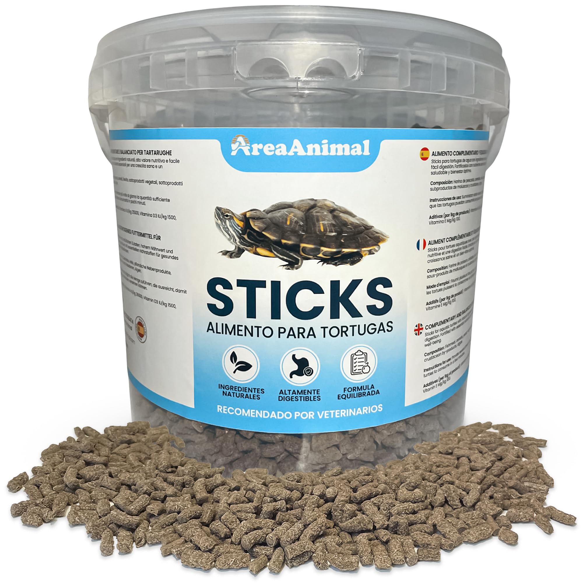 AreaAnimal - Comida Tortugas de Agua, 1.5KG/5L Comida Tortuga Stick, Alimento Tortuga Agua con Alto Valor Nutritivo, Alimento Tortugas Altamente Digestibles