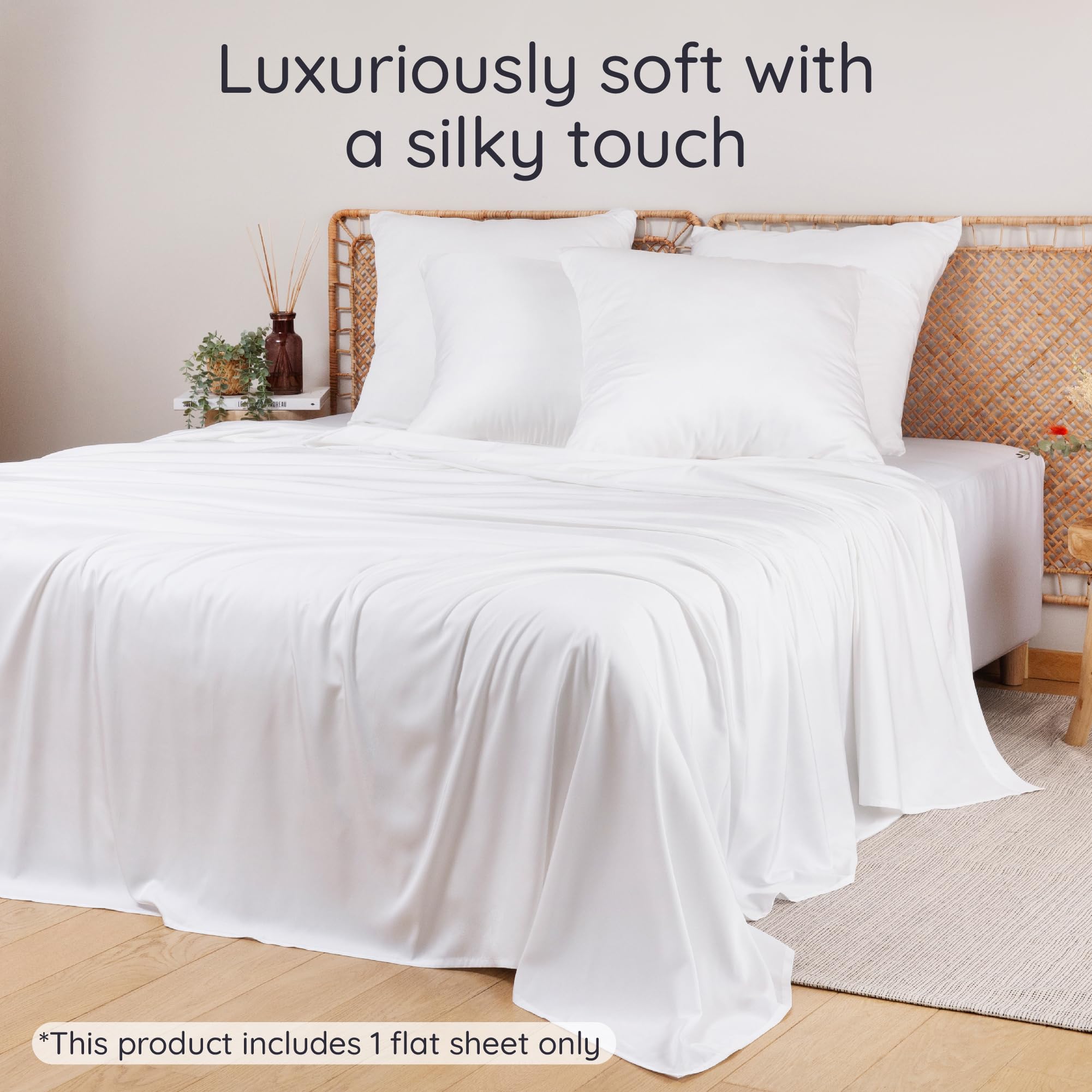 Bambaw Bamboo Flat Sheet Single, 180x290 cm, Keep Cool at Night Anti Allergy Bed Sheets, Soft Single Bamboo Sheet - Image 2