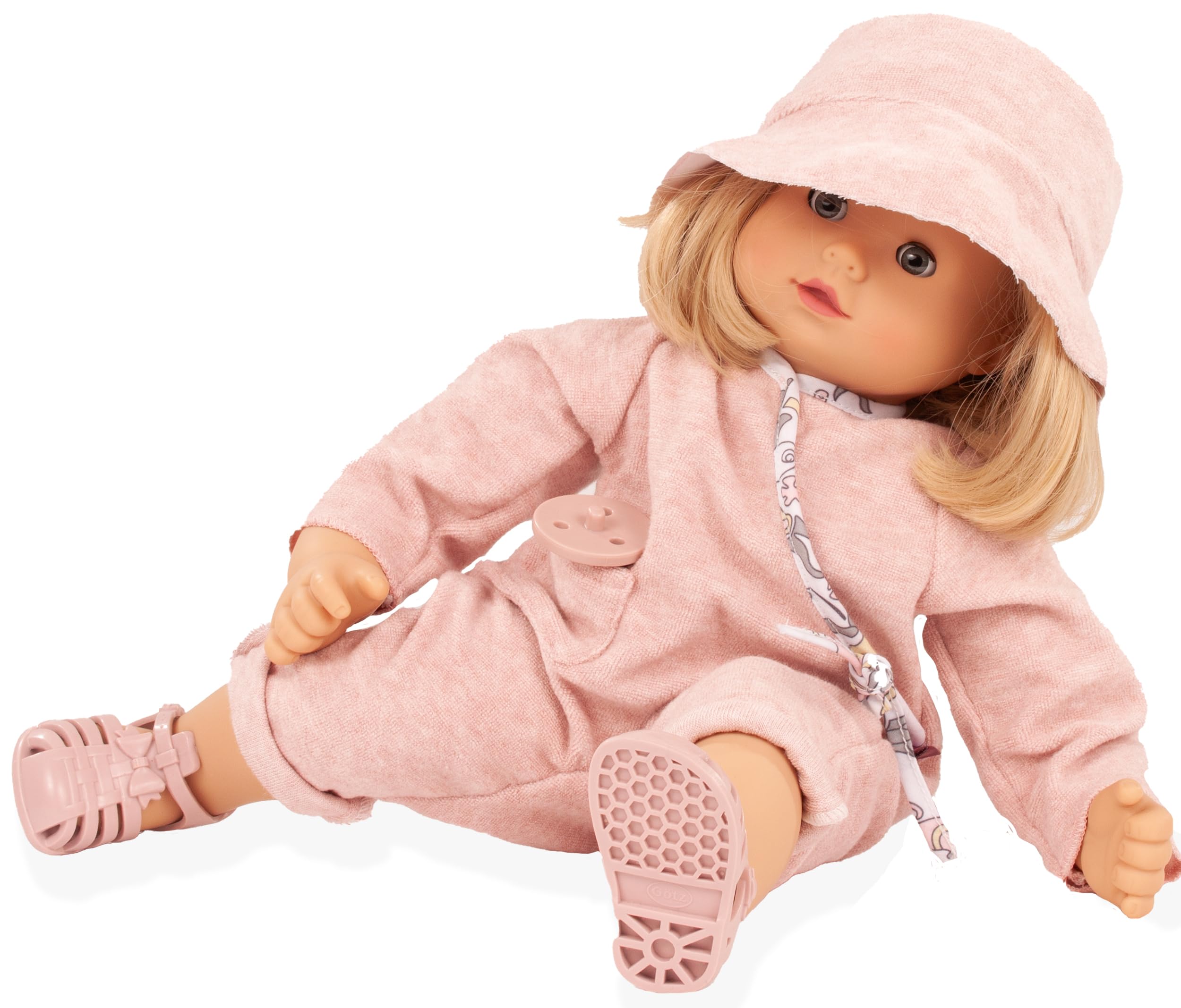 Götz 2527121 Maxy Muffin Schmetterling Puppe 42 cm Blaue Schlafaugen | 9-tlg, Babypuppe, blonde Haare, Weichkörper, für Kinder ab 3 Jahren, frisierbar, waschbares Haar, mit Schnuller und Bürste