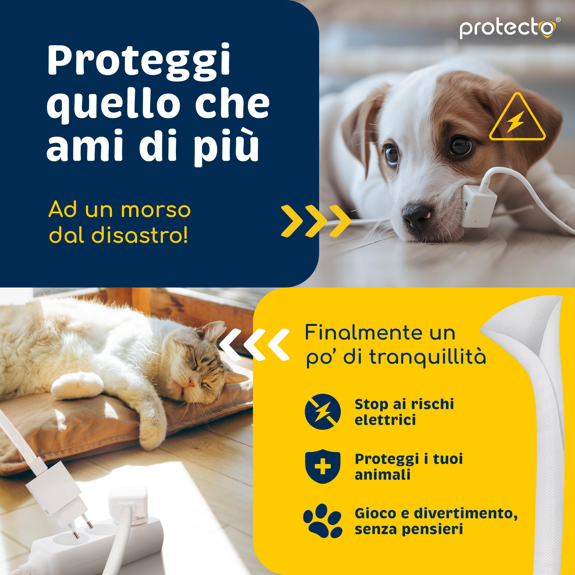 PROTECTO Protezione per cavo resistente per cani e gatti, diametro 1,27 cm, 3 m, facile da usare, per animali domestici, trasparente, inodore, colore bianco, soluzione senza masticazione