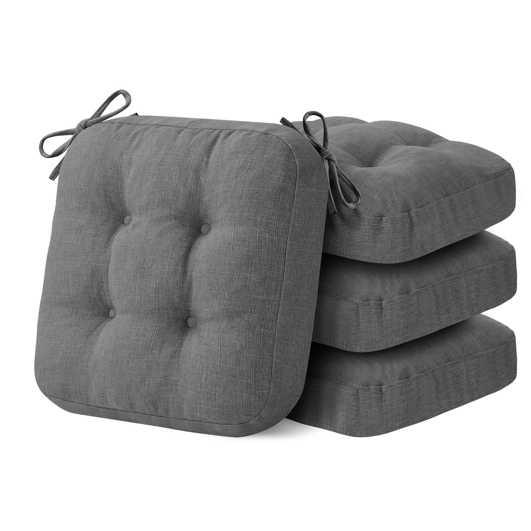 Chair Cushions, Memory Foam Dining Chair Cushions, Tufted Indoor Chair Pads, Set of 4, 16.5' x 16.5' x 3.5', Beige — view 10