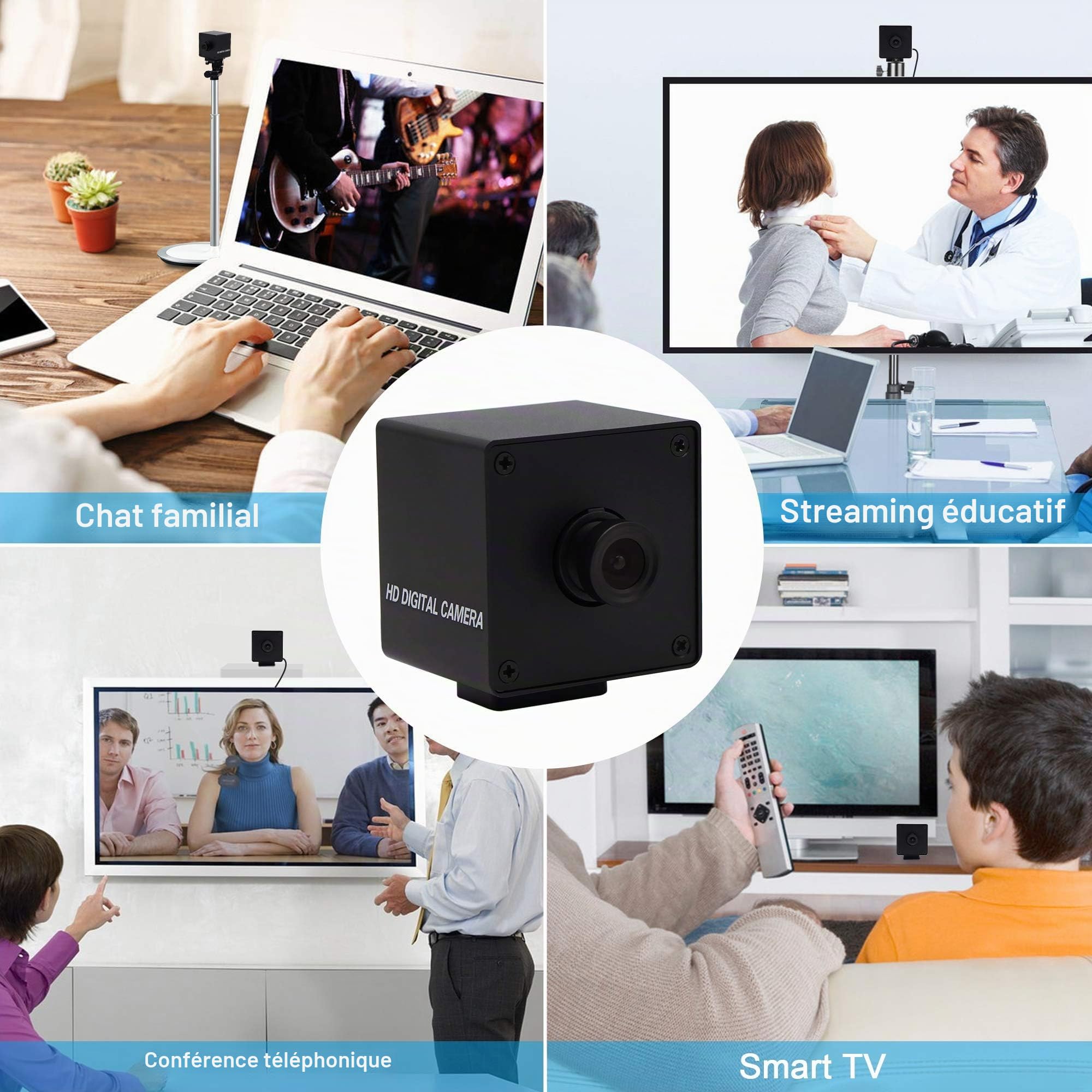 ELP Caméra 5 MP avec Obturateur Global 50 FPS, Swing de Golf Haute Vitesse, Webcam USB avec Objectif Couleur Grand Angle Sans Distorsion pour Machines Industrielles Ralenties