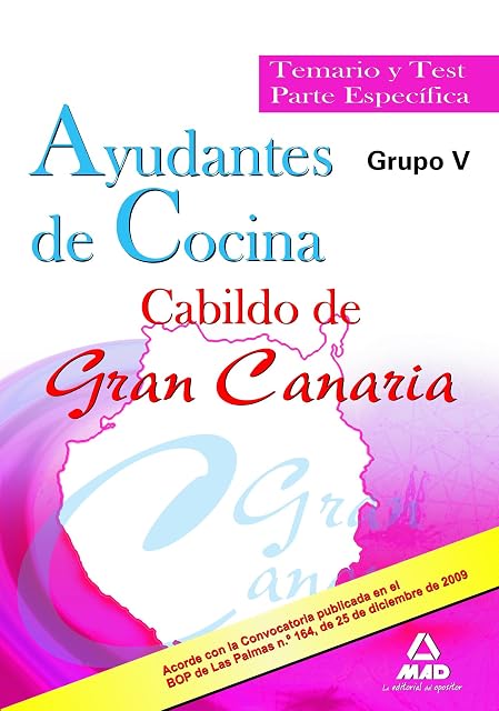Portada de Ayudantes de cocina del cabildo de gran canaria . Temario y test parte específica