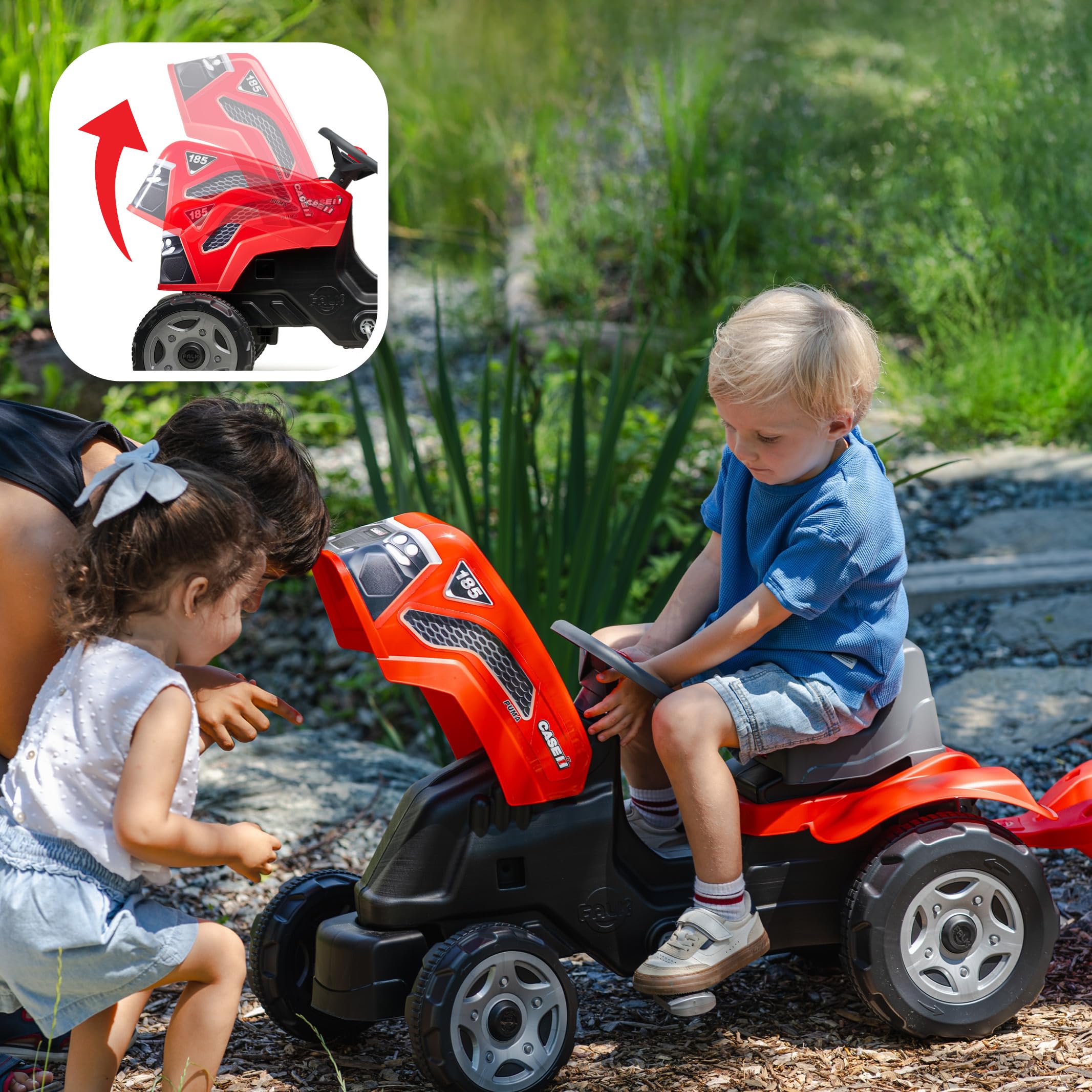 Falk - Tractor de Pedales para niños con Remolque, a Partir de 2 años