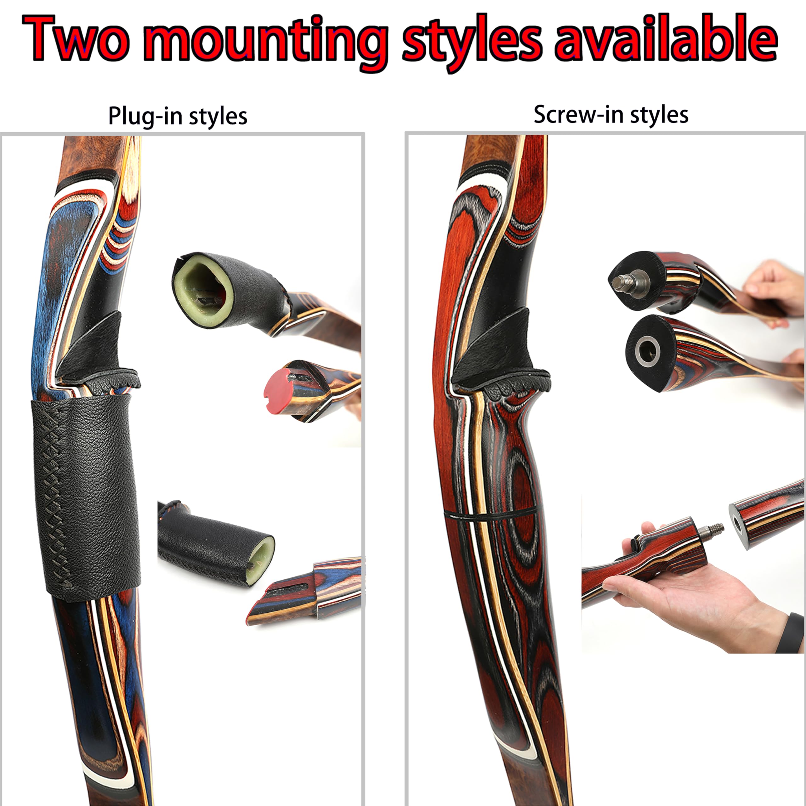 60" Takedown-Longbogen 20-55 Lbs Traditioneller Holzdreiecksbogen Rechtshänder für Bogenschießen, Jagen und Zieltraining