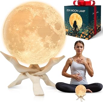 مصباح Zen Moon - ضوء التأمل البصري للاسترخاء واليقظة الذهنية - ضوء ليلي للتنفس الموجه - هدايا عيد ميلاد روحية للنساء والأم وأفضل صديق - ديكور فريد لغرفة النوم 5.5 بوصة