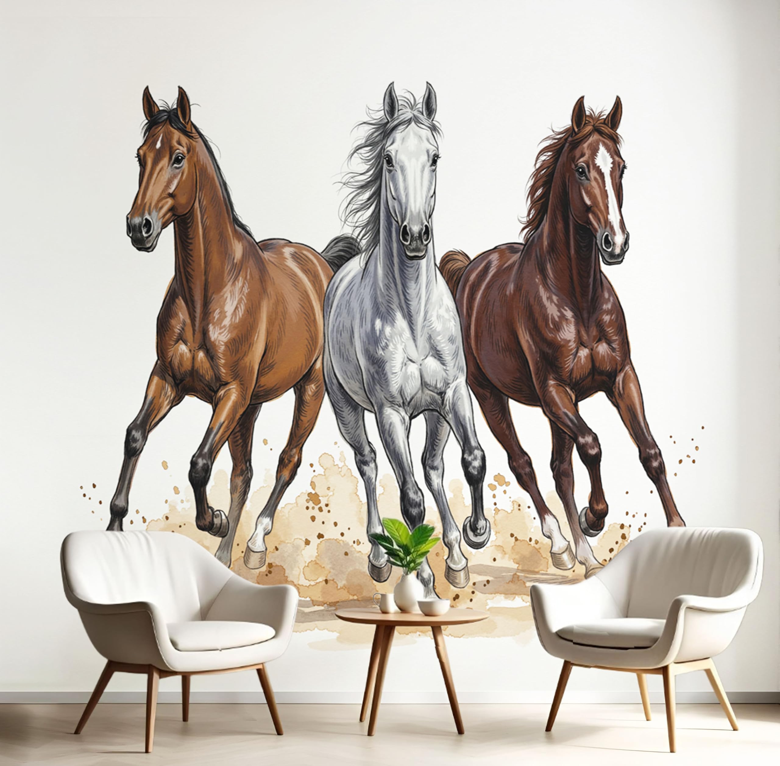 Papier peint animaux réalistes salon chambre poster mural cheval brun