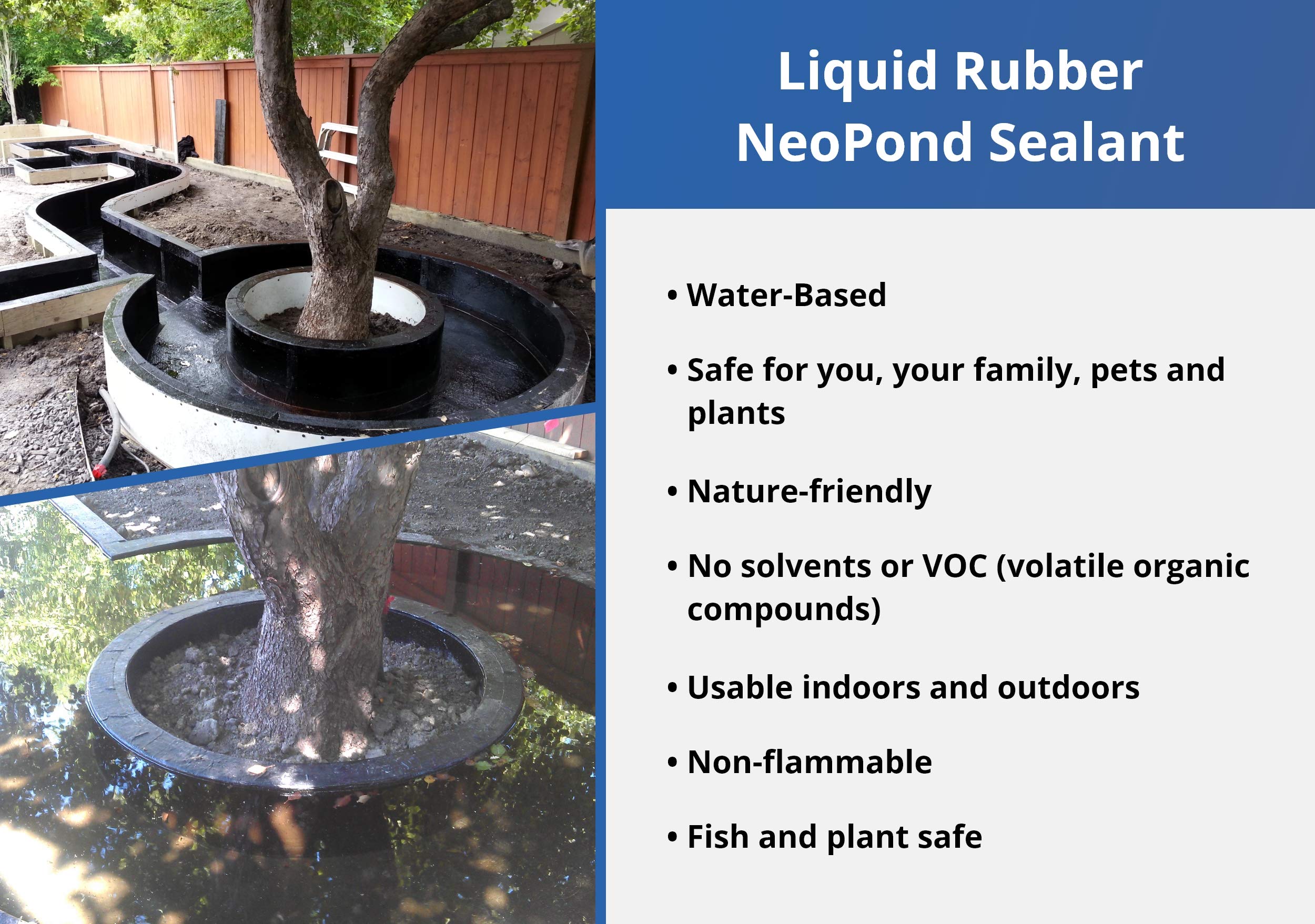Liquid Rubber NeoPond Waterproof Pond Sealant Fish and Plant Safe