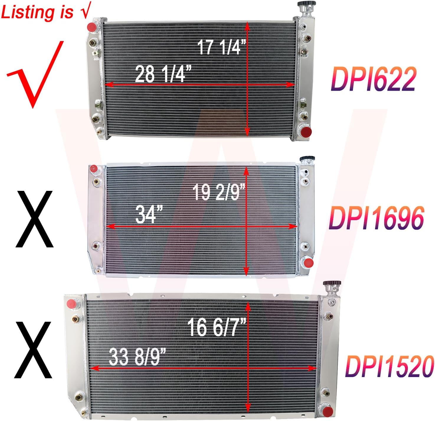 ALLOYWORKS 3 Row All Radiator Aluminum for 1988-1995 Chevy/GMC C/K Series Pickup Suburban V8 Engines PRO
