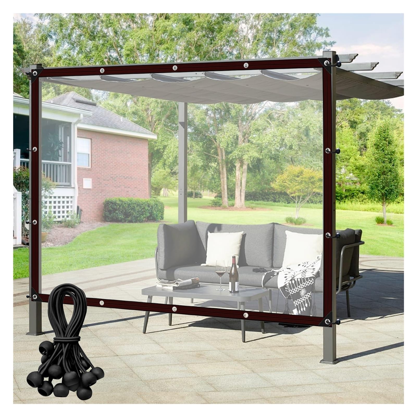 Paneles laterales de pérgola impermeables en lona de plástico transparente PE
