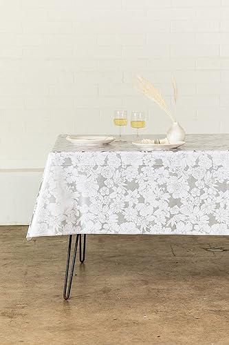 Miniatura 3 de First Choice Vinyls Wildflowers - Mantel de hule para patios, picnic y mesas de cocina, color plateado, vinilo de plástico, mantel de plástico (54.7