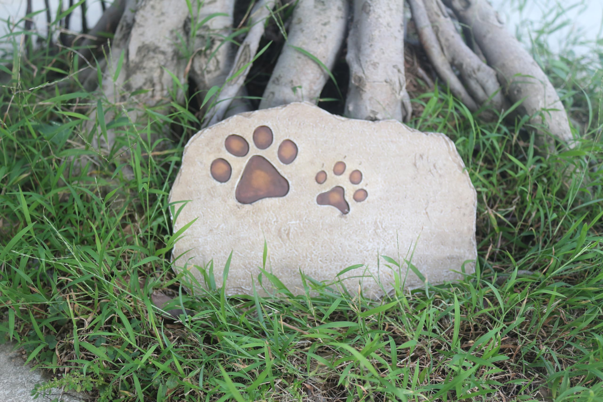 JHB Personalizzato Pet Memorial Pietre per Cane Gatto, Stampe Paw Personalizzate Cat Dog Memorial Garden Stepping Stones Cane Pietra Tomba del Gatto All'aperto