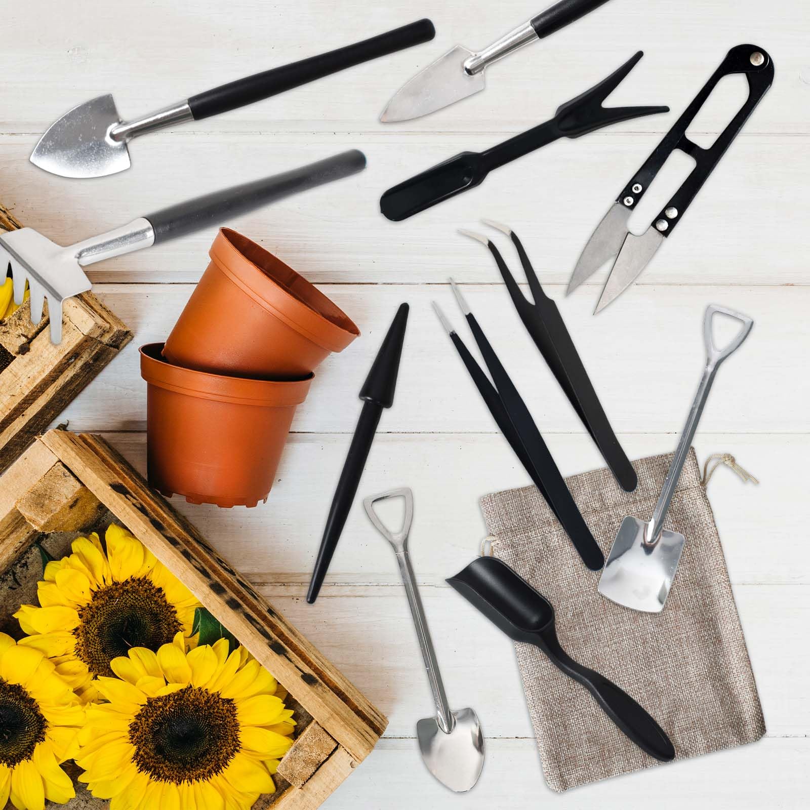 Zestaw narzędzi do sukulentów 12 w 1 z torbą do przechowywania, miniaturowy zestaw ogrodniczy do roślin domowych, terrariów i przesadzania
