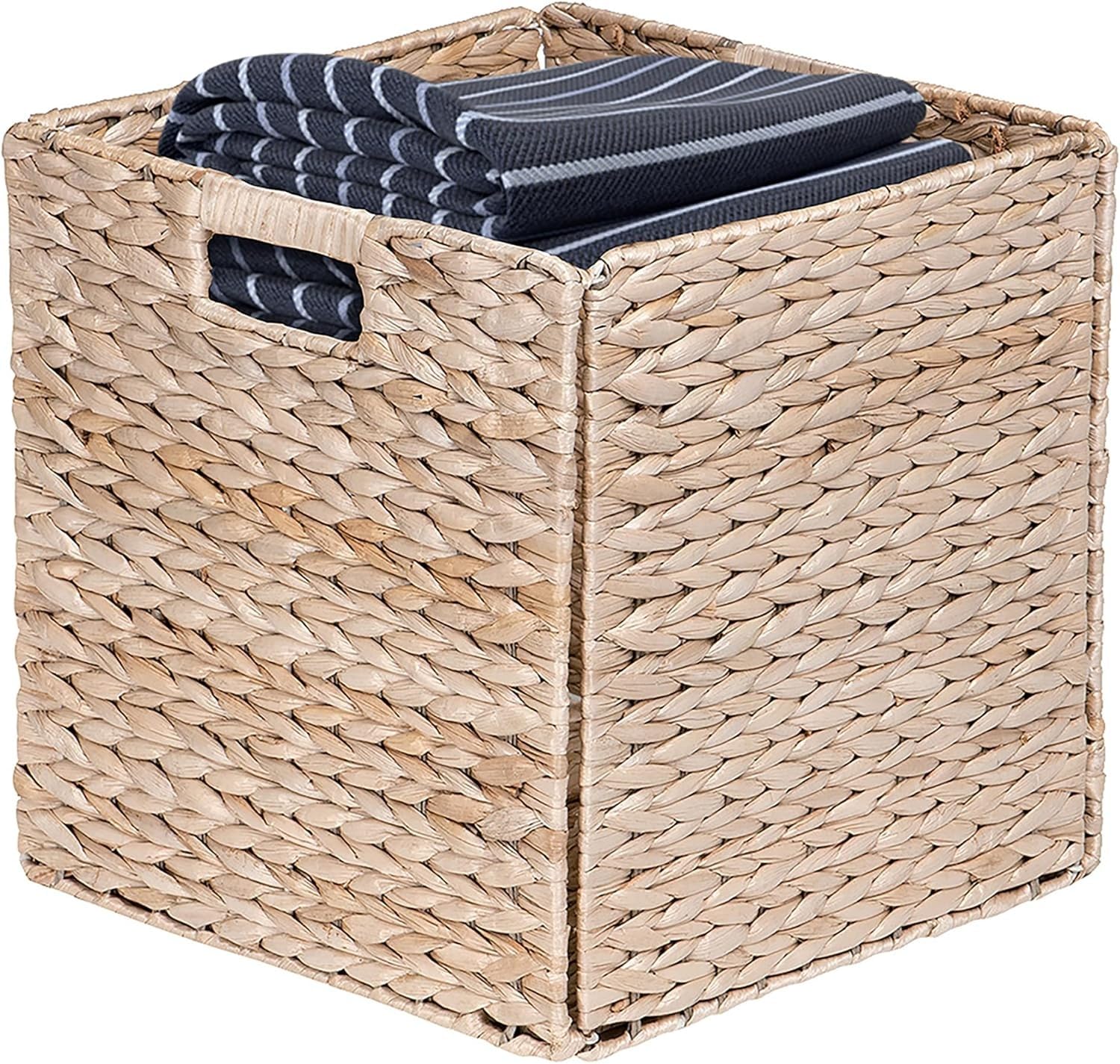Box and beyond - Aufbewahrungskörbe - Aufbewahrungsboxen - Naturmaterial - Korb für Kleidung, Spielzeug oder Geschäfte - 2 Griffe - 31 x 31 x 31 cm (Wasserhyazinthe) (8)