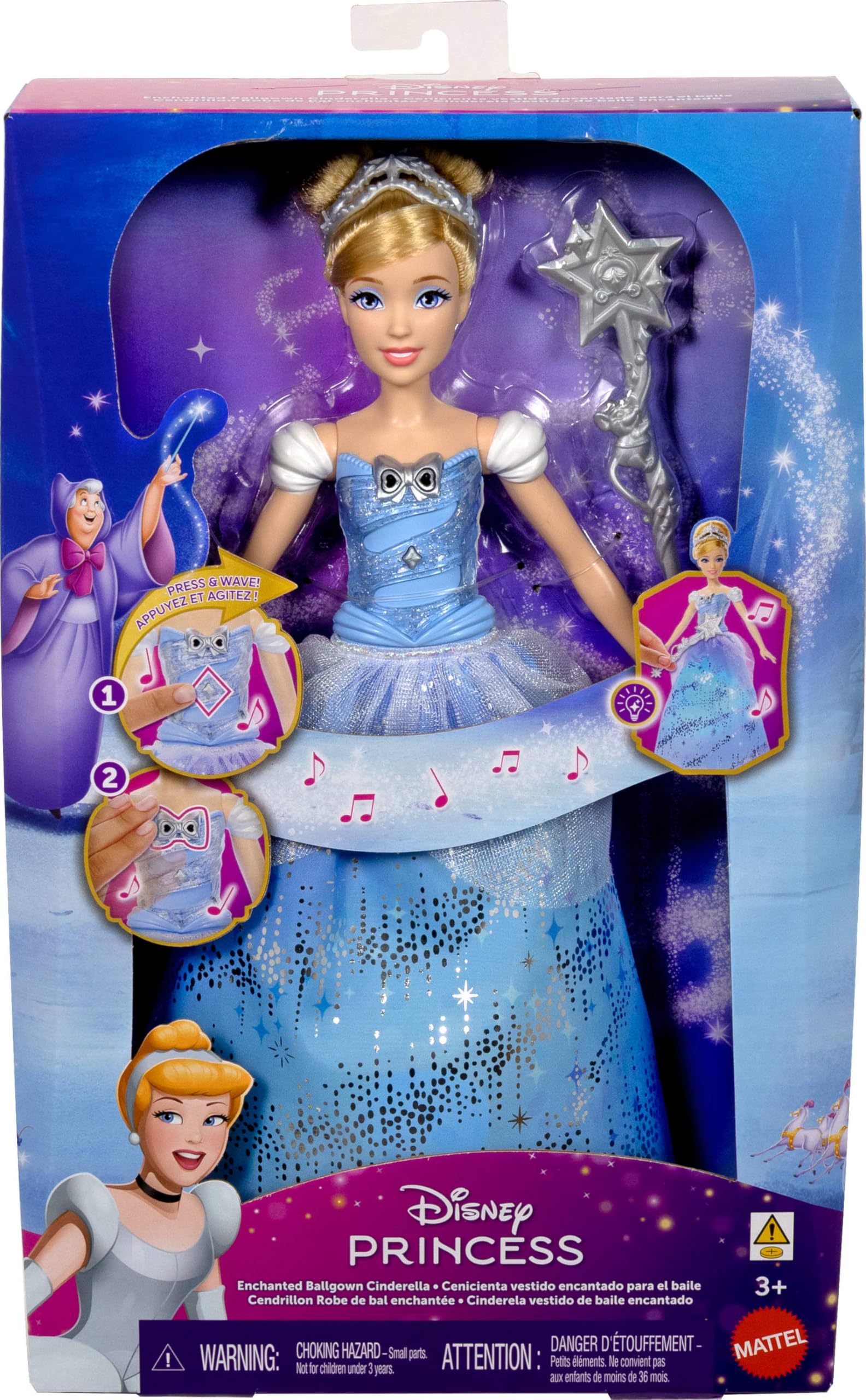 Disney Princess Cinderella Light-Up Dress Fashion Doll with Sounds