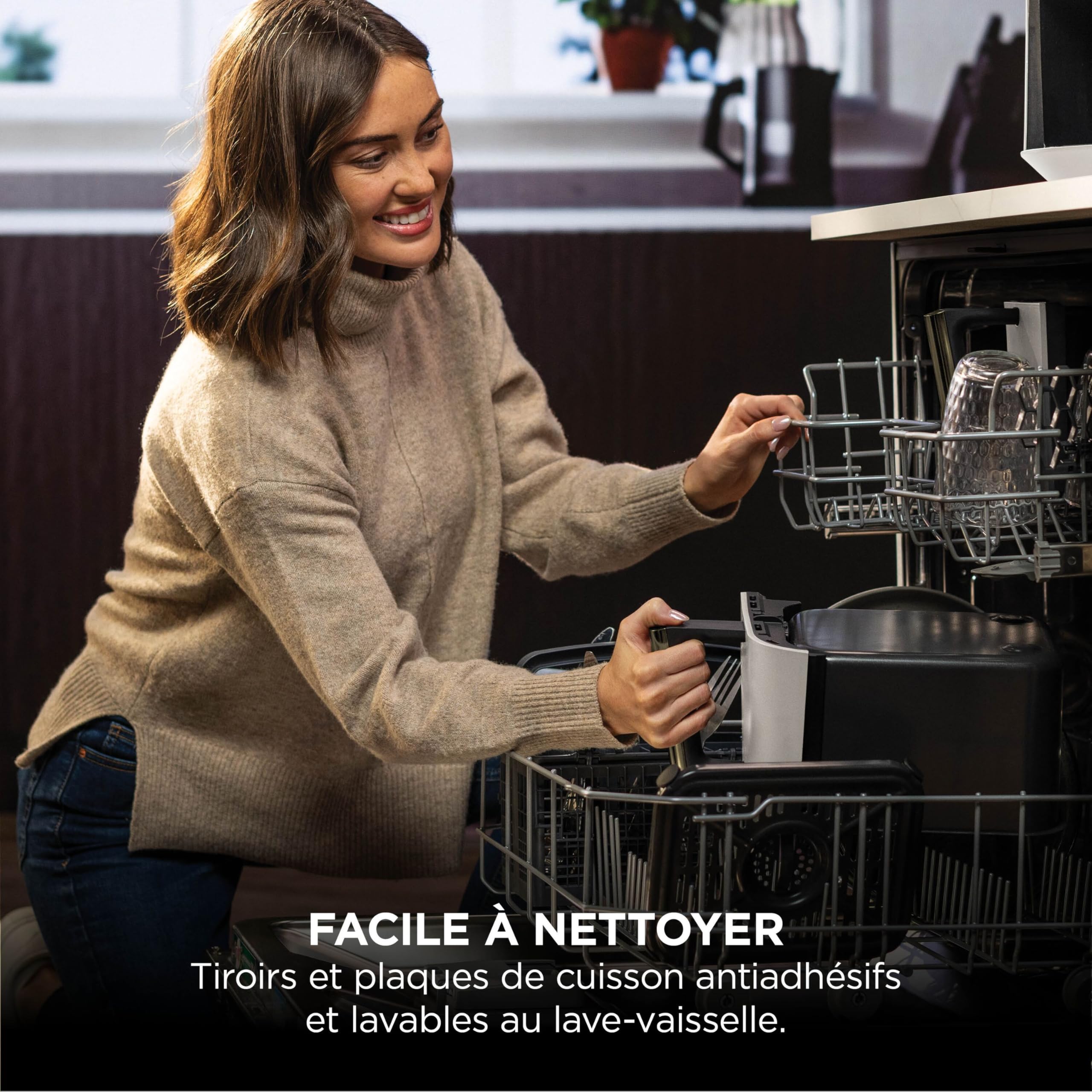 Ninja Air Fryer Dual Zone MAX numérique, Friteuse à air chaud grande capacité, 9,5 L, Sans huile, Air Fry, Croustillant max, Cuire au four, Rôtir, Déshydrater, Réchauffer, Stone/or, DZ400EUSTGD