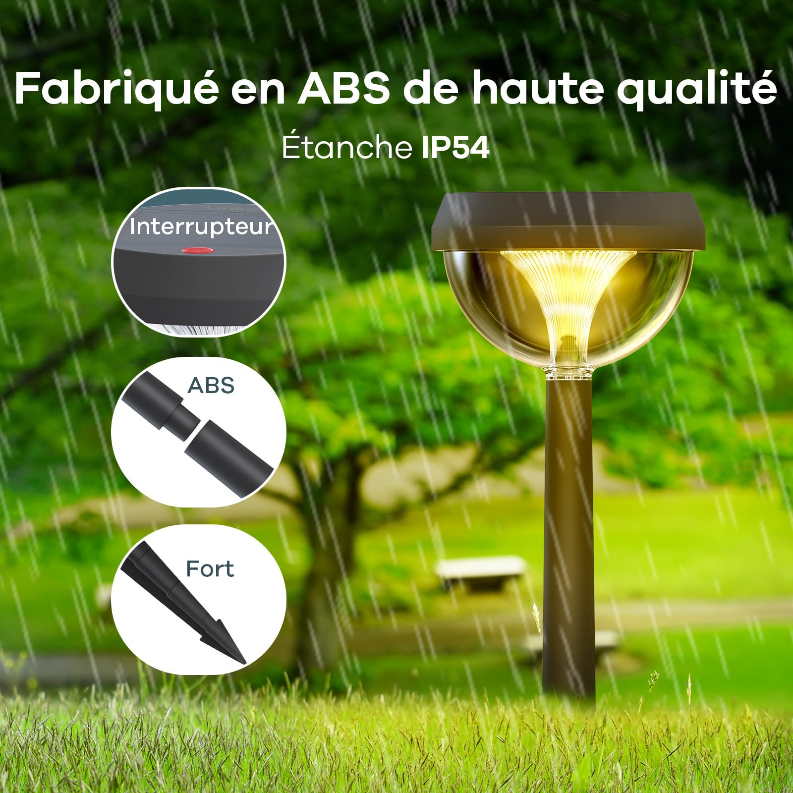 Linkind Lampes Solaires de Jardin 3000K Blanc Chaud, Extérieur IP54, Détecteur de Lumière, 3 Modes, 8PCS