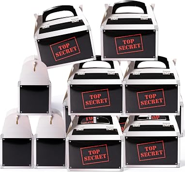 ArianQicult 12 Pack Top Secret Spy Party Favor Boxes for Kids