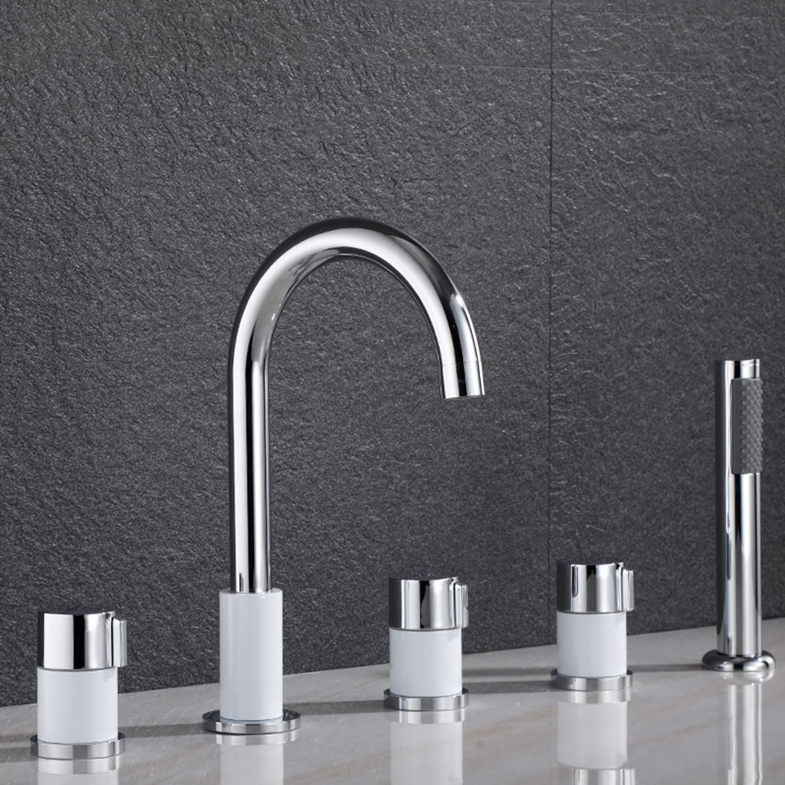 SBCGFY D Bath Shower Mixer Tap Set - 5 Units Premium Bathtub Mixer Faucet With Shower, Elegant Bathroom Tap For Luxury Showers, & Stylish Design,