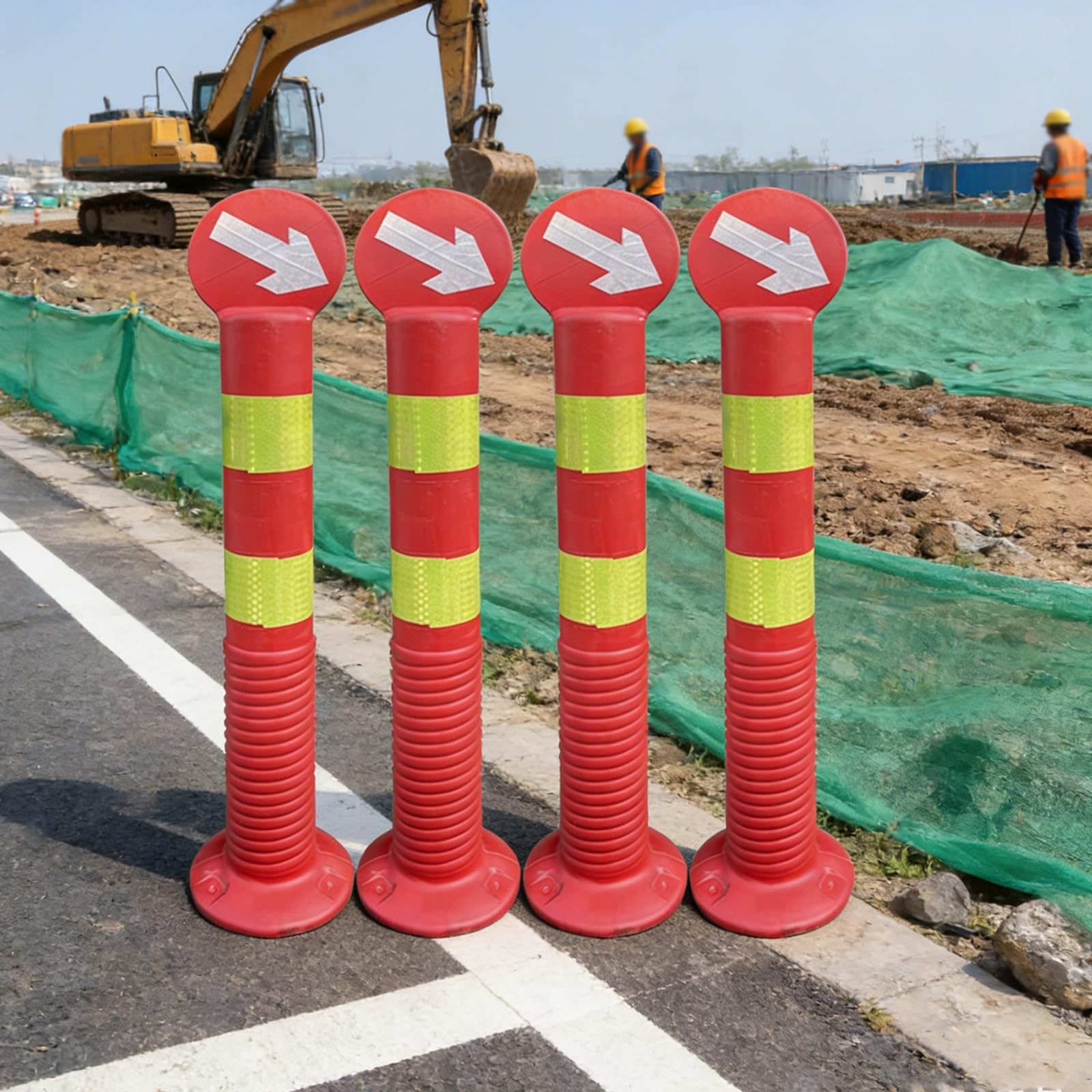 Conos Señalizacion, Conos de Advertencia de EVA, Parte Superior con Flecha, Alta Elasticidad, Buena Reflectividad, para Control de Tráfico en Lugares Públicos (4 Unidades)