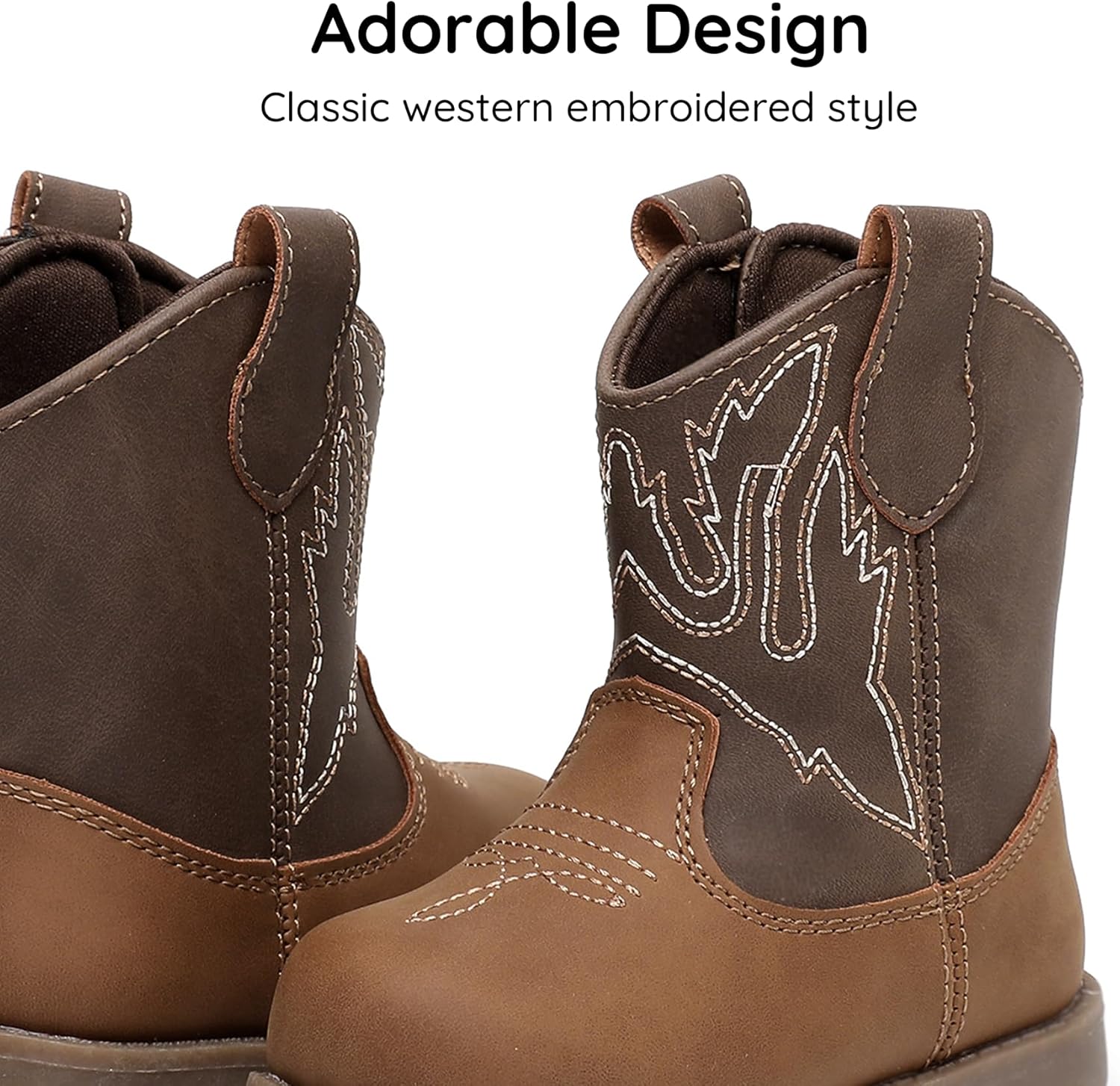 Blikcon Toddler Cowboy Boots for Boys Girls Baby Infant Cowgirl Boots Round Toe All Seasons 6-36 Months (Infant/Toddler)