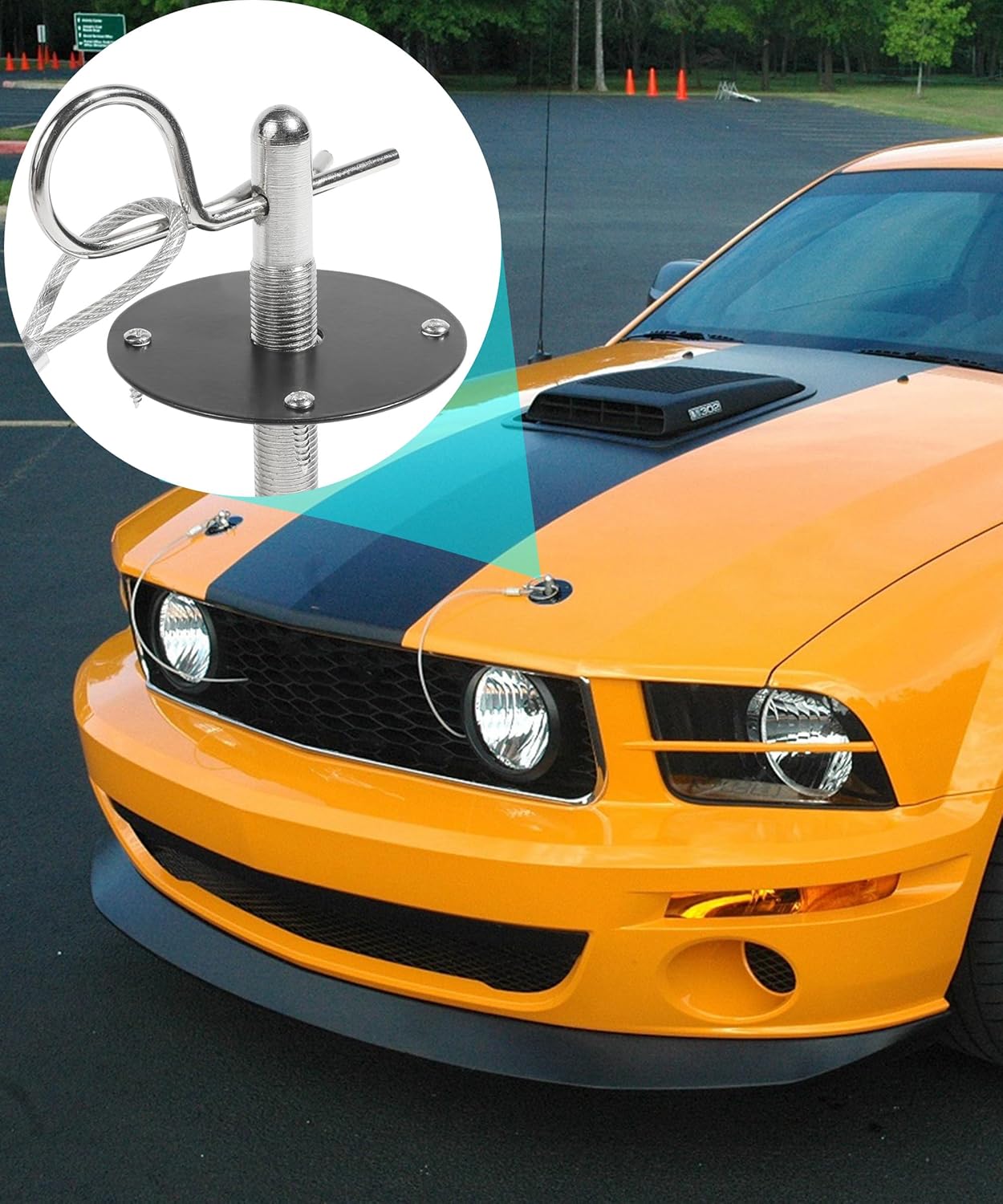 RACOONA Hood Pins,Hood Pin Kit,Hood Lock Hood Pins Kit for Car,Car Accessories Stainless Steel Engine Hood Pin Plate Bonnet Lock Clip Kit,Car Modified Accessory Hood Lock,Fits Most Car Truck SUV