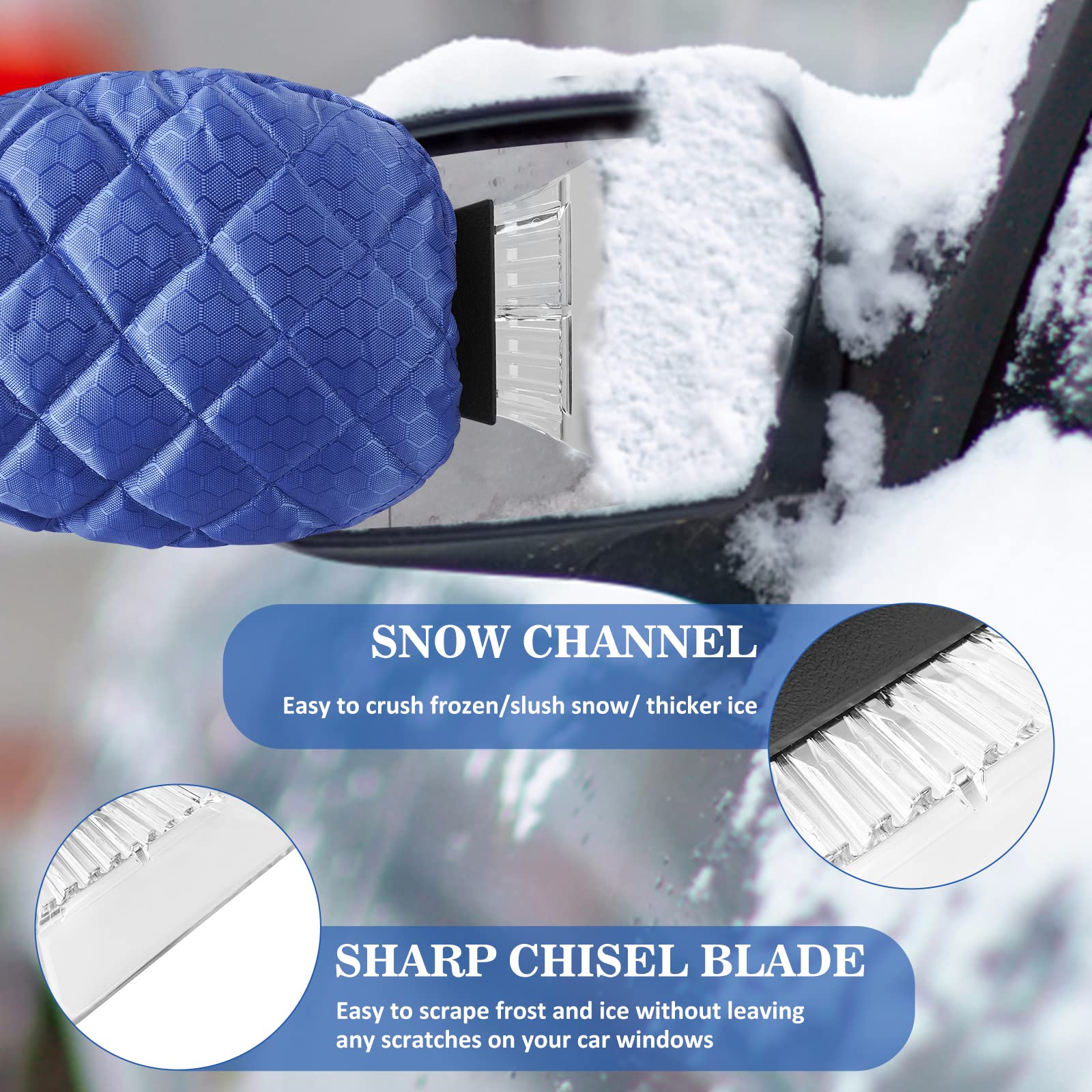 Coindivi Eiskratzer kompatibel mit Auto-Windschutzscheibe mit Handschuh, Schnee-Eiskratzer-Entferner-Werkzeug mit Handschuh, wasserdicht, Schneeschaufel zum Heizen, Compa