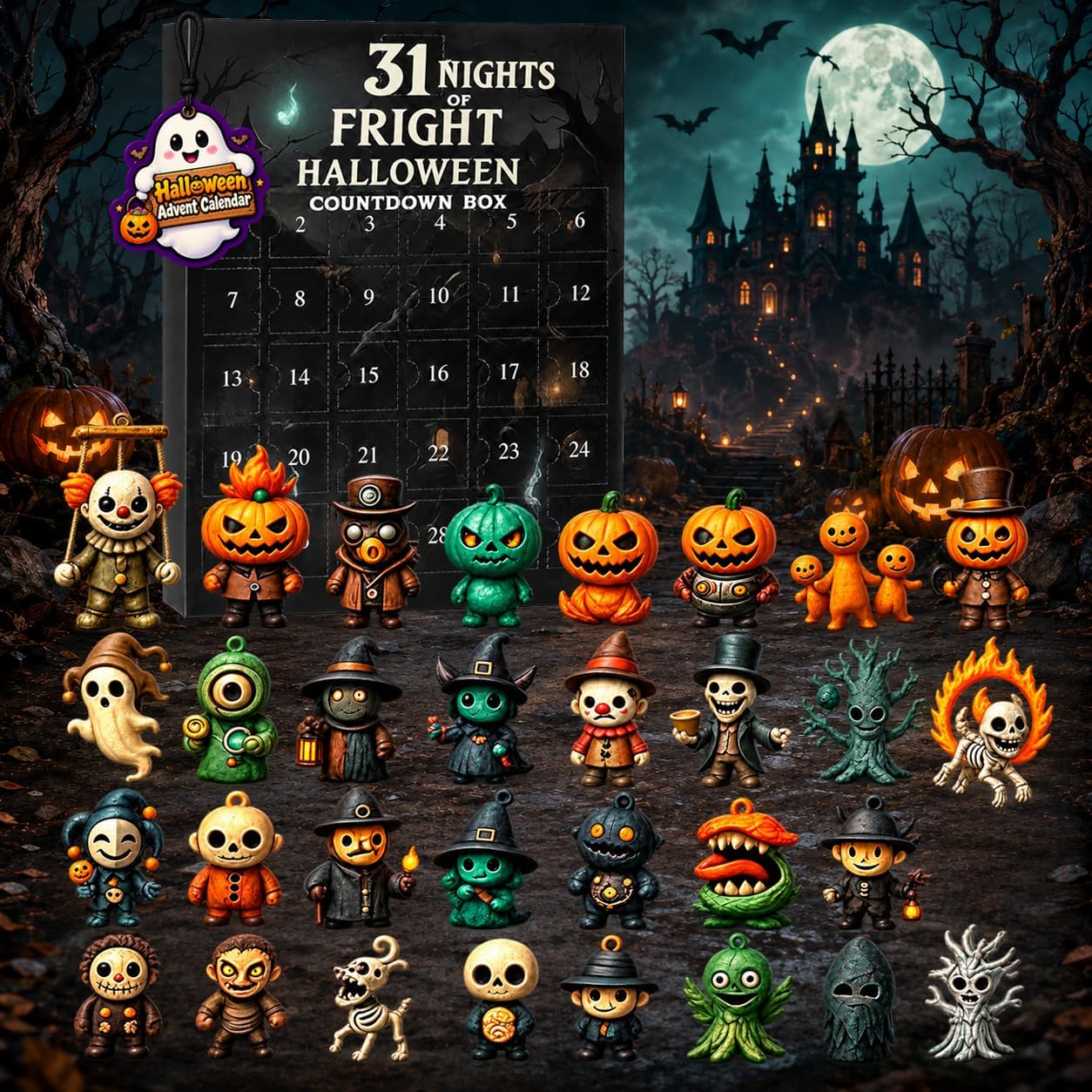 Halloween Advent Calendar 2026, Spooky Mini Collectible Figures (31 Days)