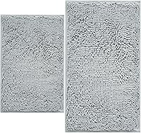 Vista 55 de BOANKODU Juegos de Alfombras de Baño de 2 Piezas, Alfombra de Baño de Chenilla Extra Suave Ultra Absorbente, Alfombra de Baño con Fondo