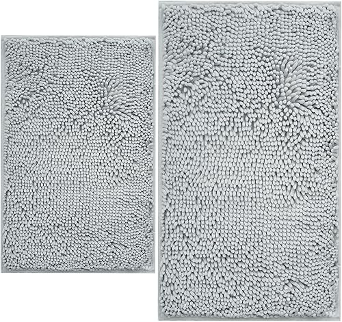 Juego de 2 alfombras de baño absorbentes para baño, felpilla muy suave, antideslizante, 32 x 20 + 20 x 20 pulgadas, alfombra de baño en forma de U,