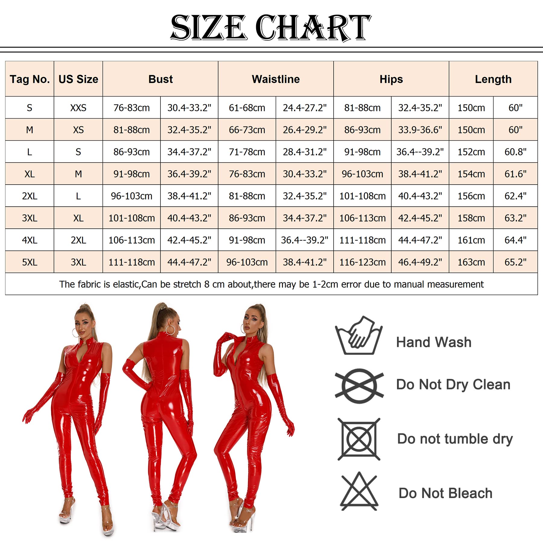 FEOYA Mono de Cuero para Mujer Mono Largo Bodysuit Ropa de Noche CLUB Disfraces Catsuit Catwomen con Cremallera Frontal