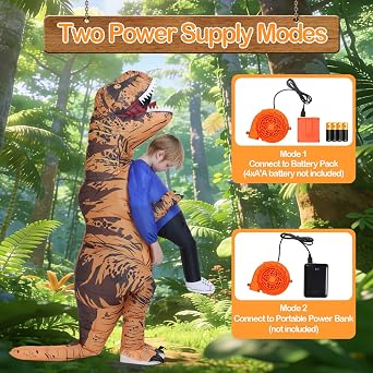Poptrend Dinosaur Inflatable Costume for Adult Teenagers Kids, Halloween Funny T-Rex Dinosaur Abduction Costume for Party Cosplay Fancy Dress Men Women, Brown